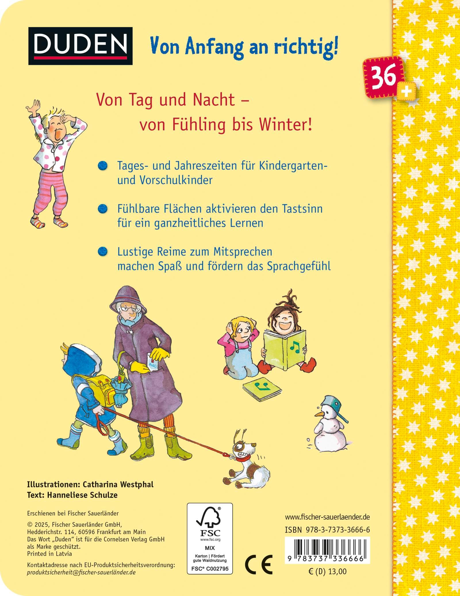Rückseitencover Duden 36+: Mein Tag und die Jahreszeiten