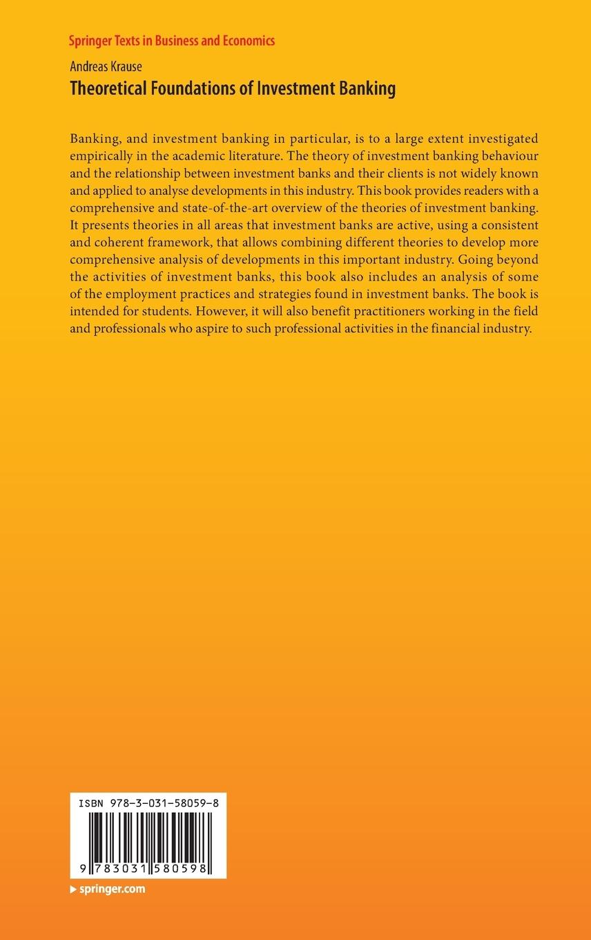 Rückseitencover Theoretical Foundations of Investment Banking