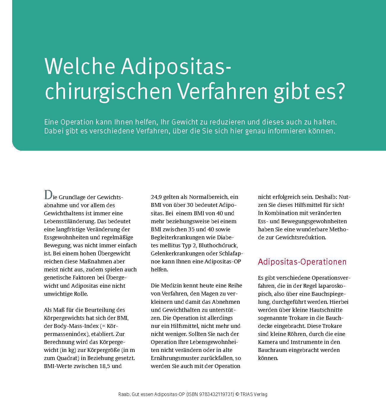 Beispielinhalt (Bild) Gut essen Adipositas-OP