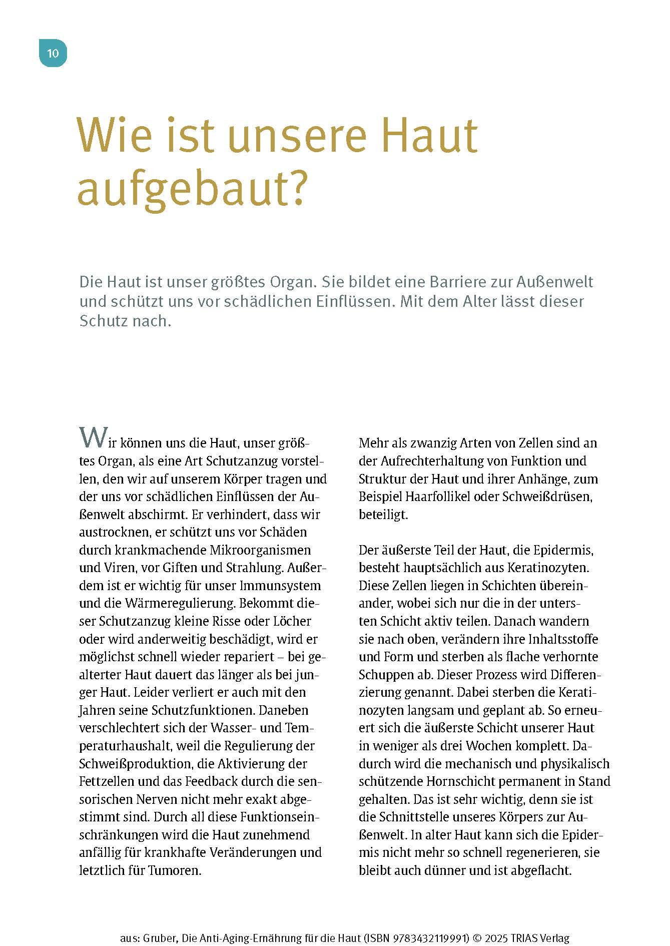 Beispielinhalt (Bild) Die Anti-Aging-Ernährung für die Haut