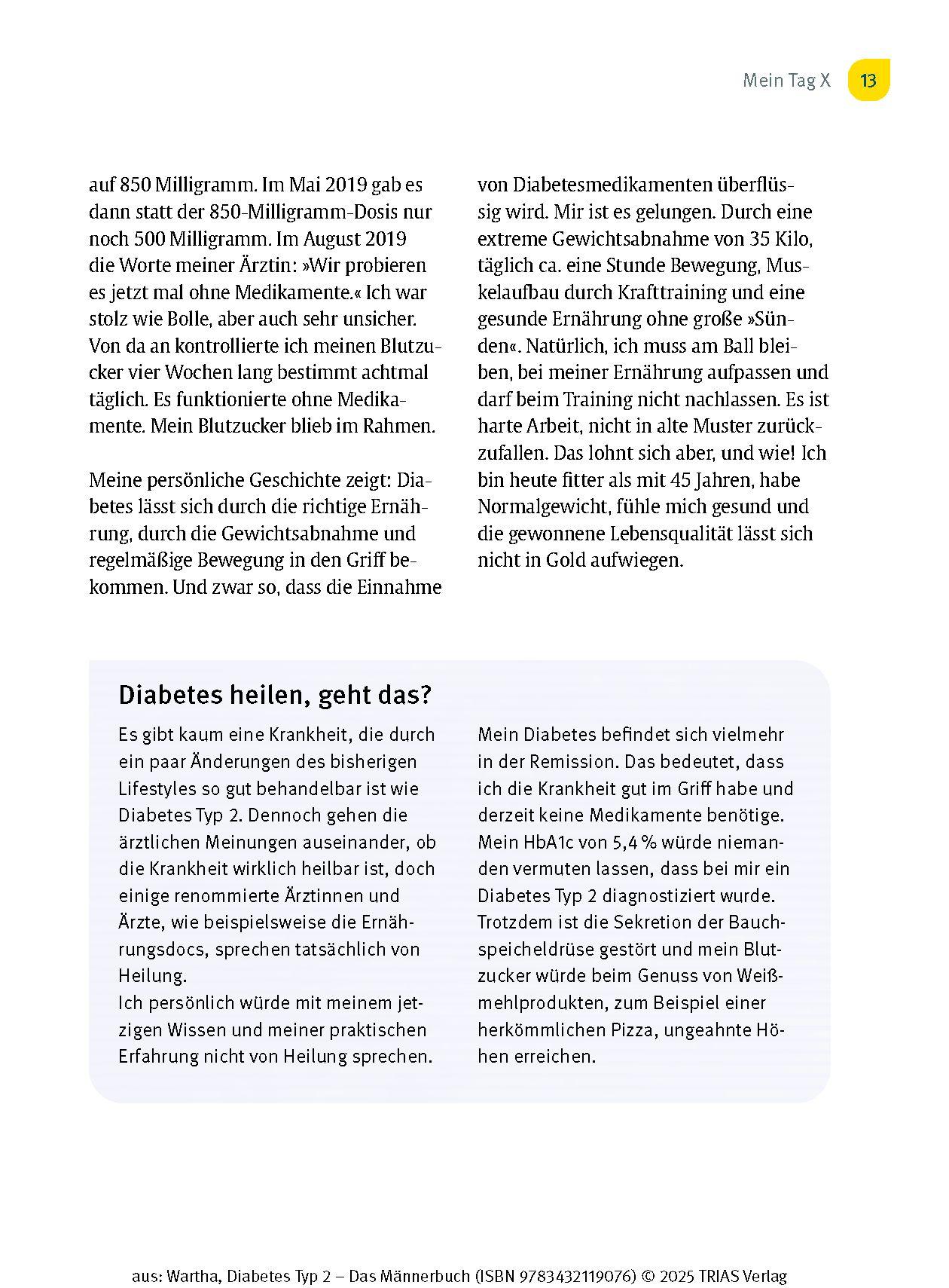 Beispielinhalt (Bild) Diabetes Typ 2 - Das Männerbuch