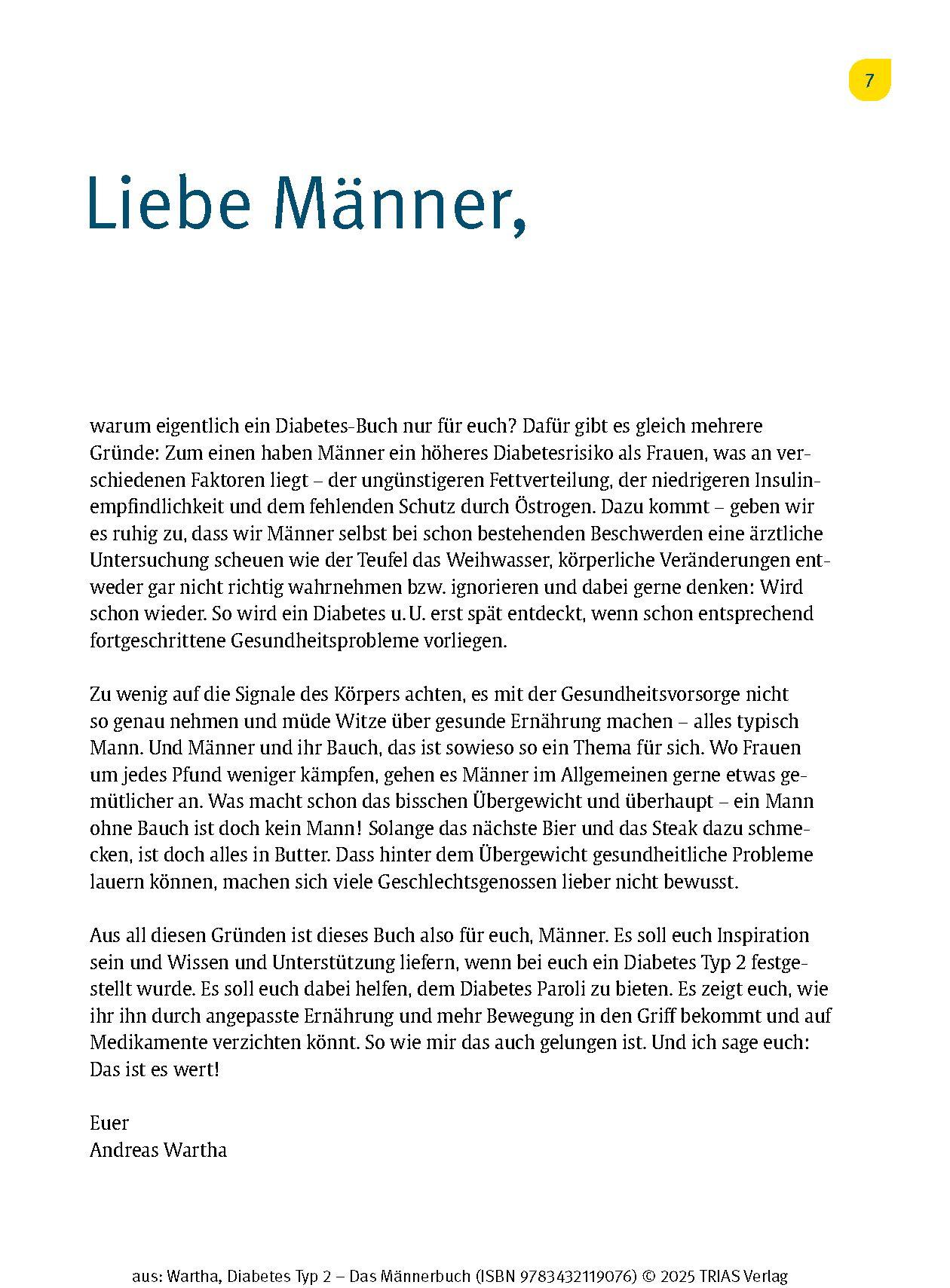 Beispielinhalt (Bild) Diabetes Typ 2 - Das Männerbuch