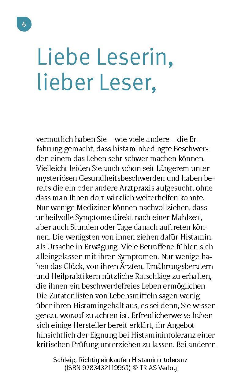 Beispielinhalt (Bild) Richtig einkaufen Histamin-Intoleranz