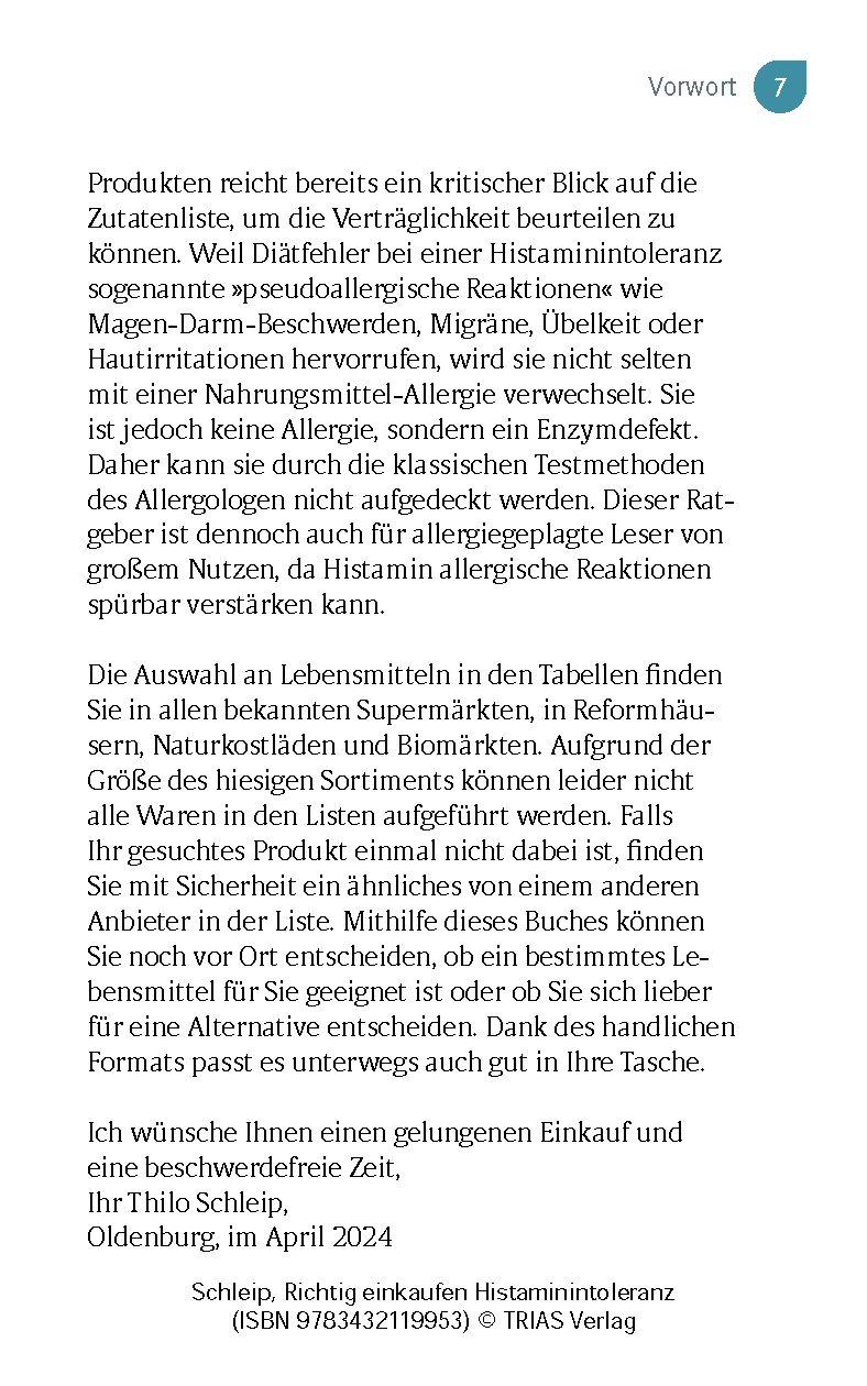 Beispielinhalt (Bild) Richtig einkaufen Histamin-Intoleranz