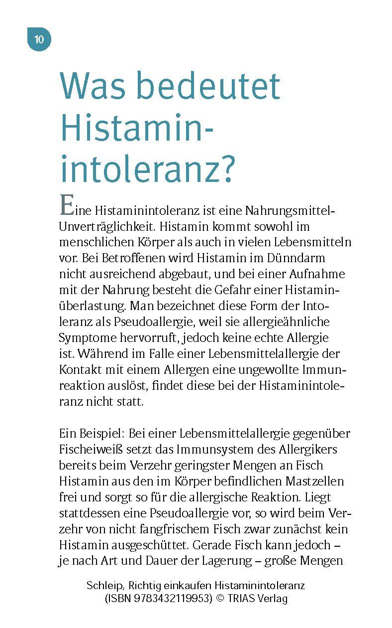 Beispielinhalt (Bild) Richtig einkaufen Histamin-Intoleranz
