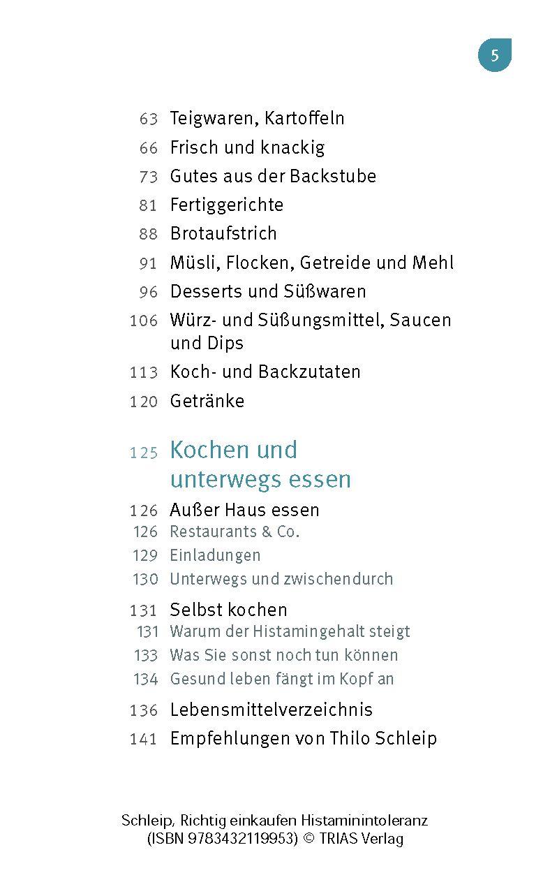 Beispielinhalt (Bild) Richtig einkaufen Histamin-Intoleranz