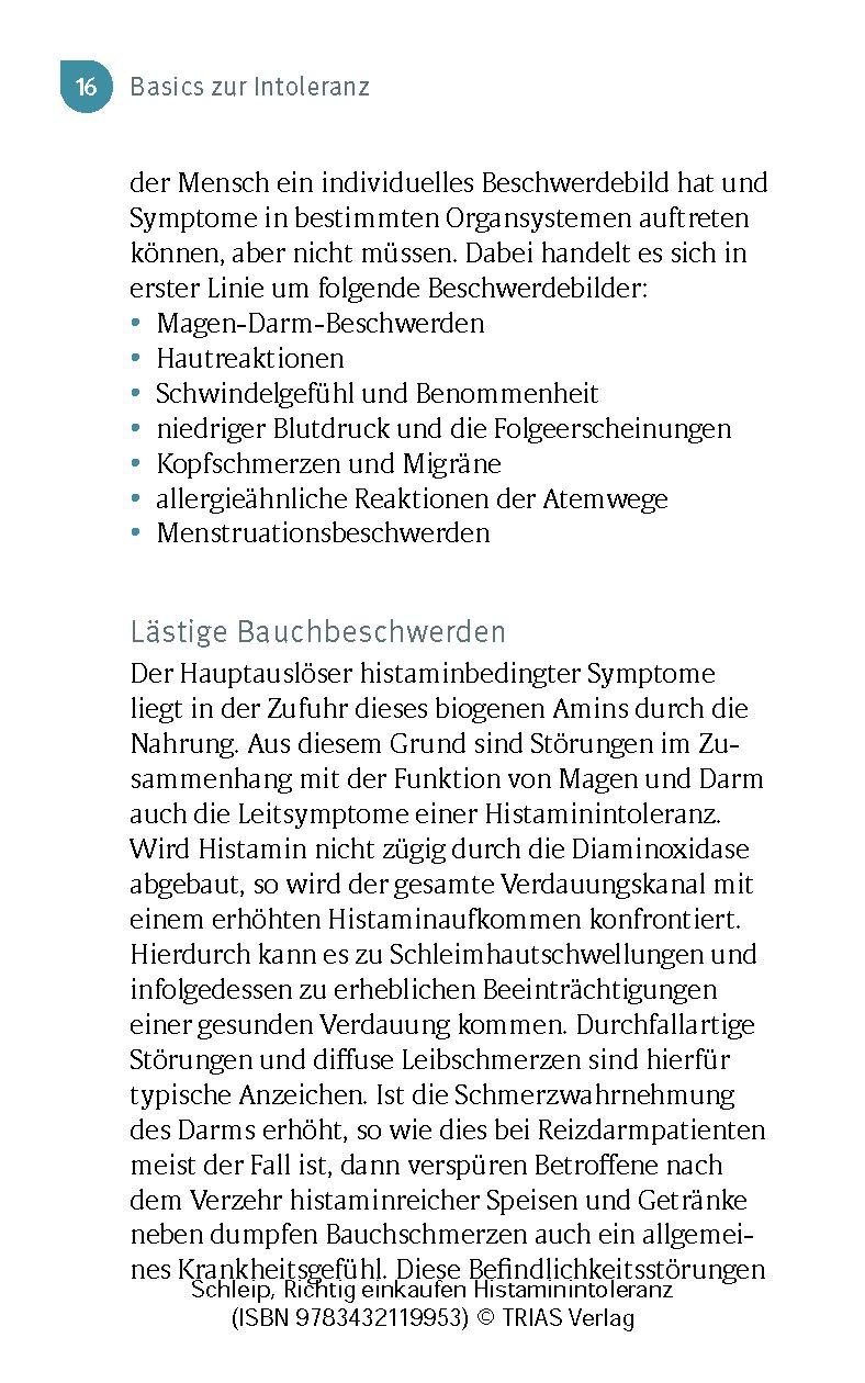 Beispielinhalt (Bild) Richtig einkaufen Histamin-Intoleranz