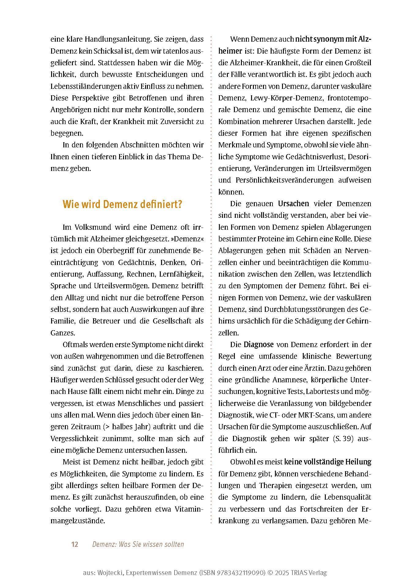 Beispielinhalt (Bild) Expertenwissen: Demenz