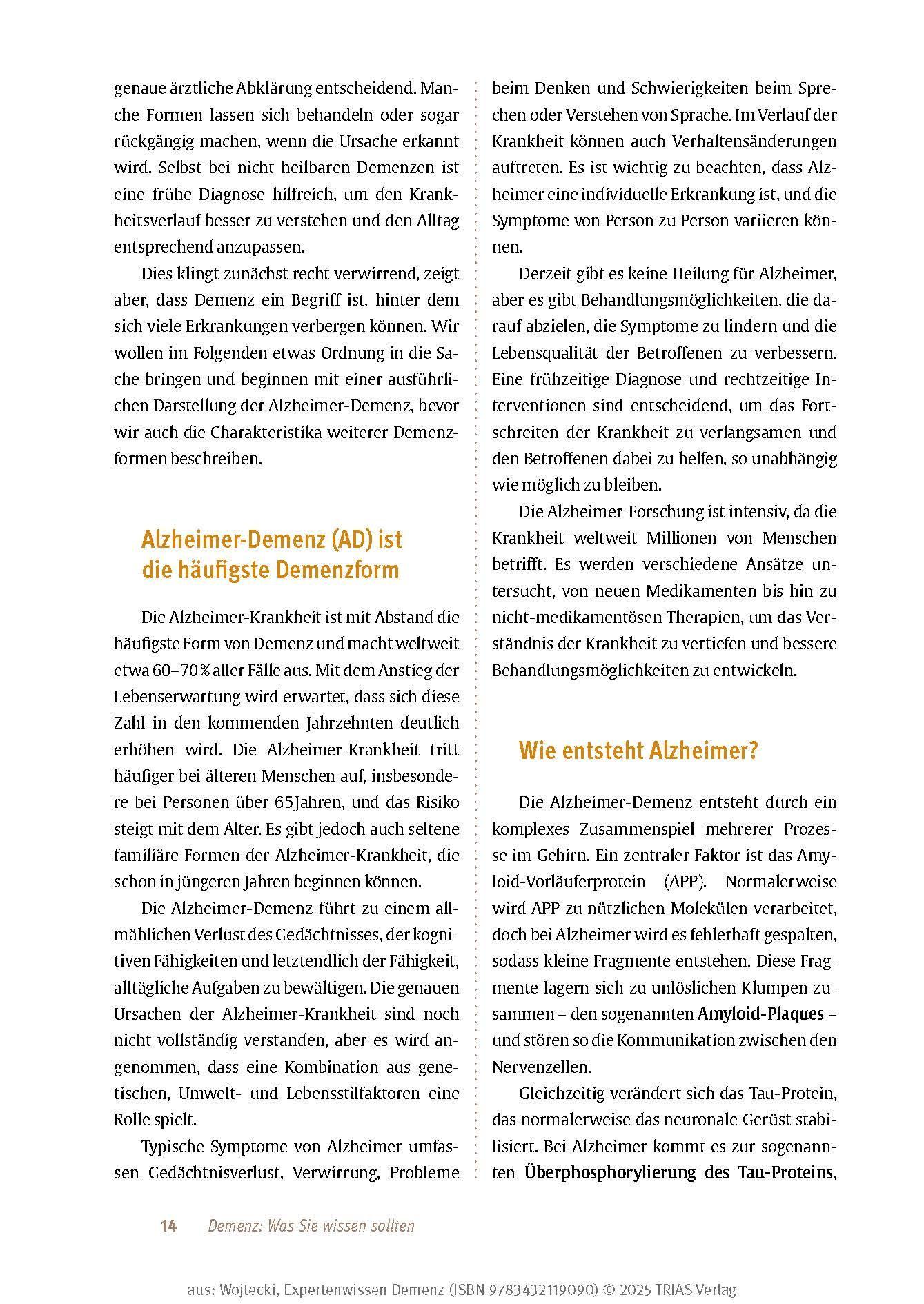 Beispielinhalt (Bild) Expertenwissen: Demenz