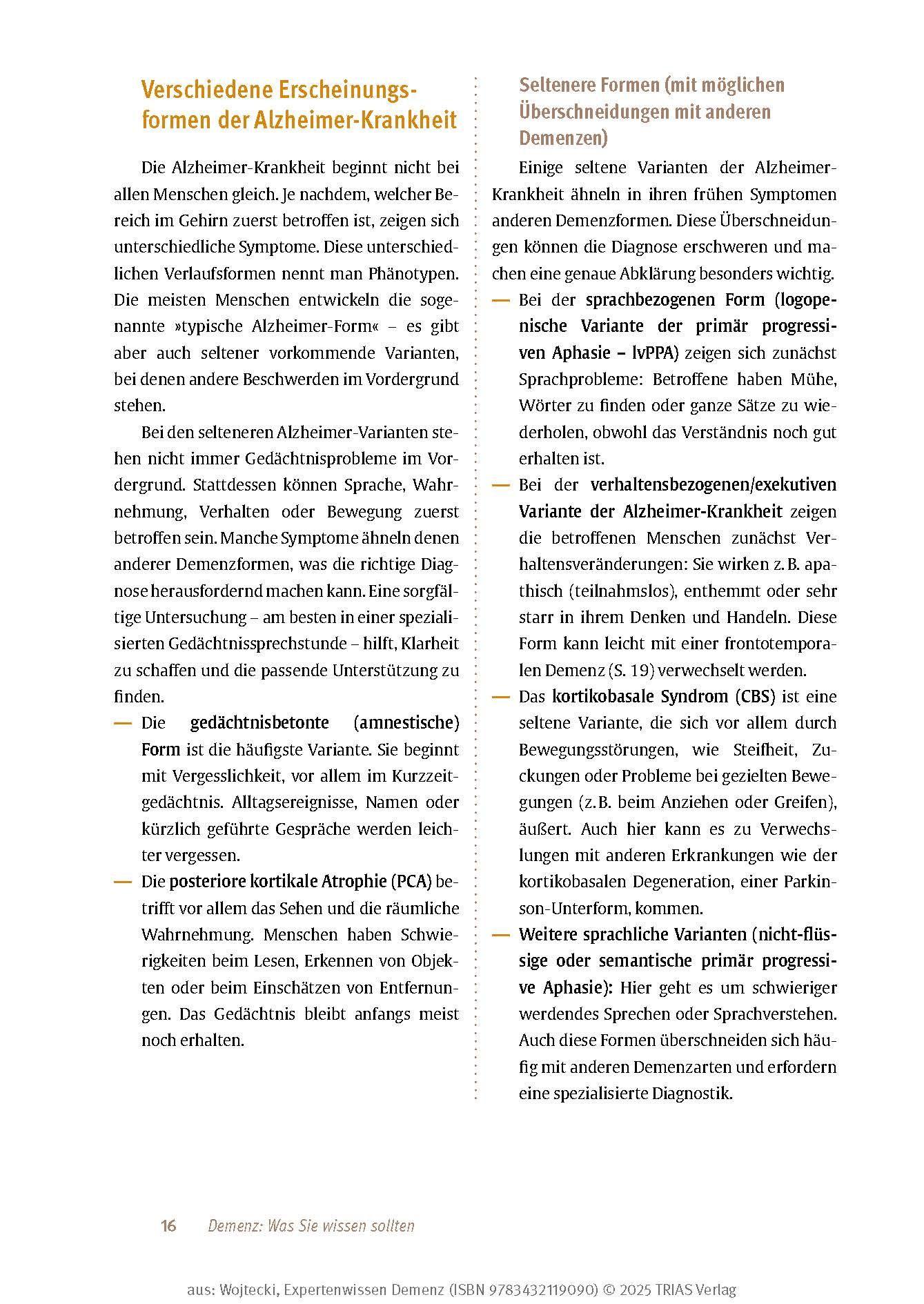 Beispielinhalt (Bild) Expertenwissen: Demenz