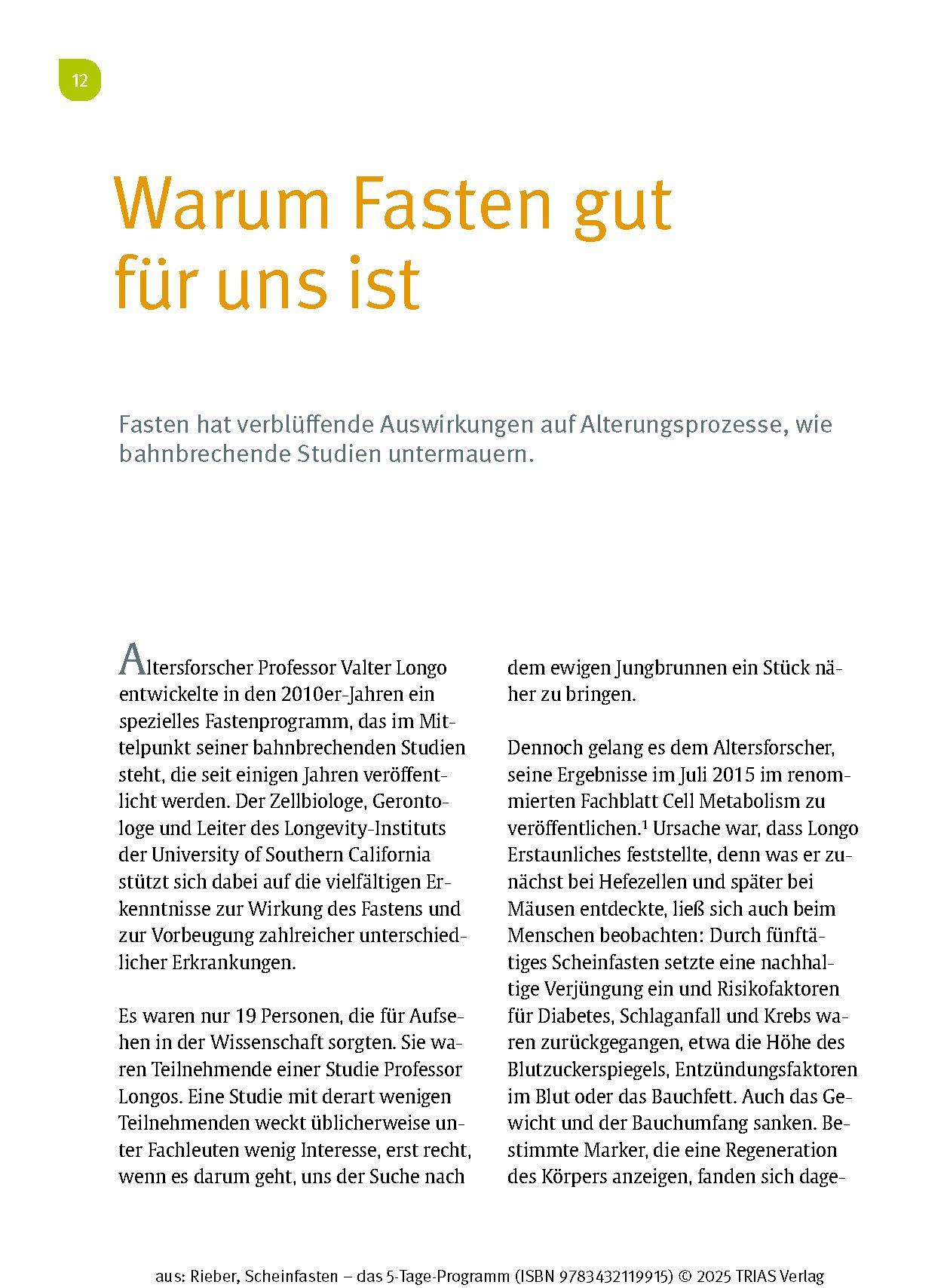 Beispielinhalt (Bild) Scheinfasten - das 5-Tage-Programm