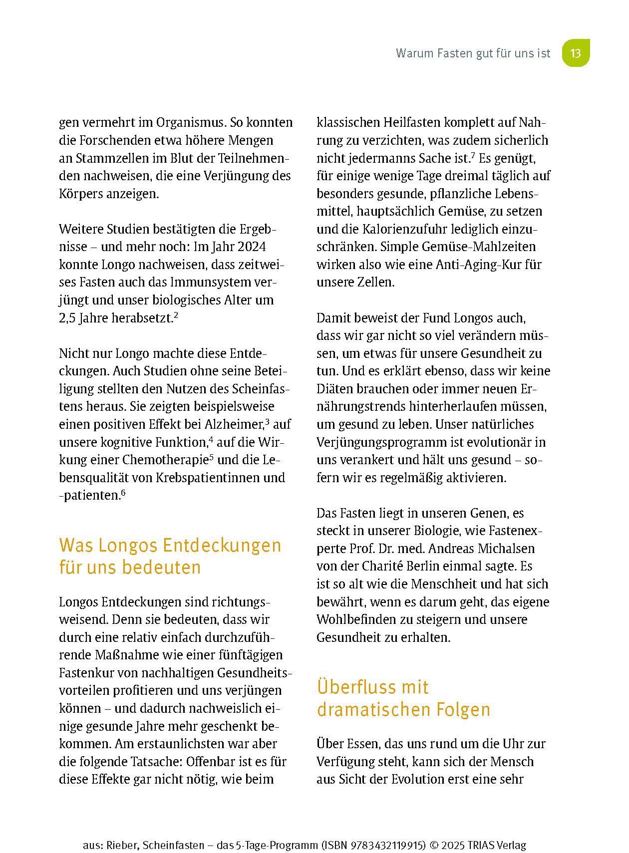 Beispielinhalt (Bild) Scheinfasten - das 5-Tage-Programm