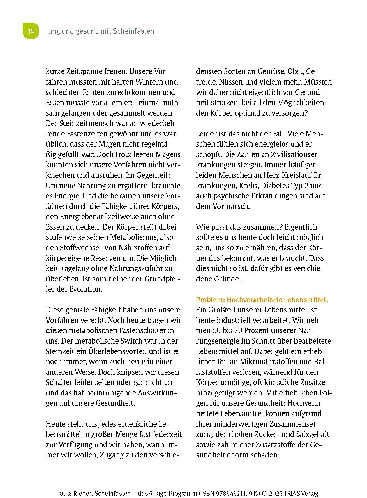 Beispielinhalt (Bild) Scheinfasten - das 5-Tage-Programm