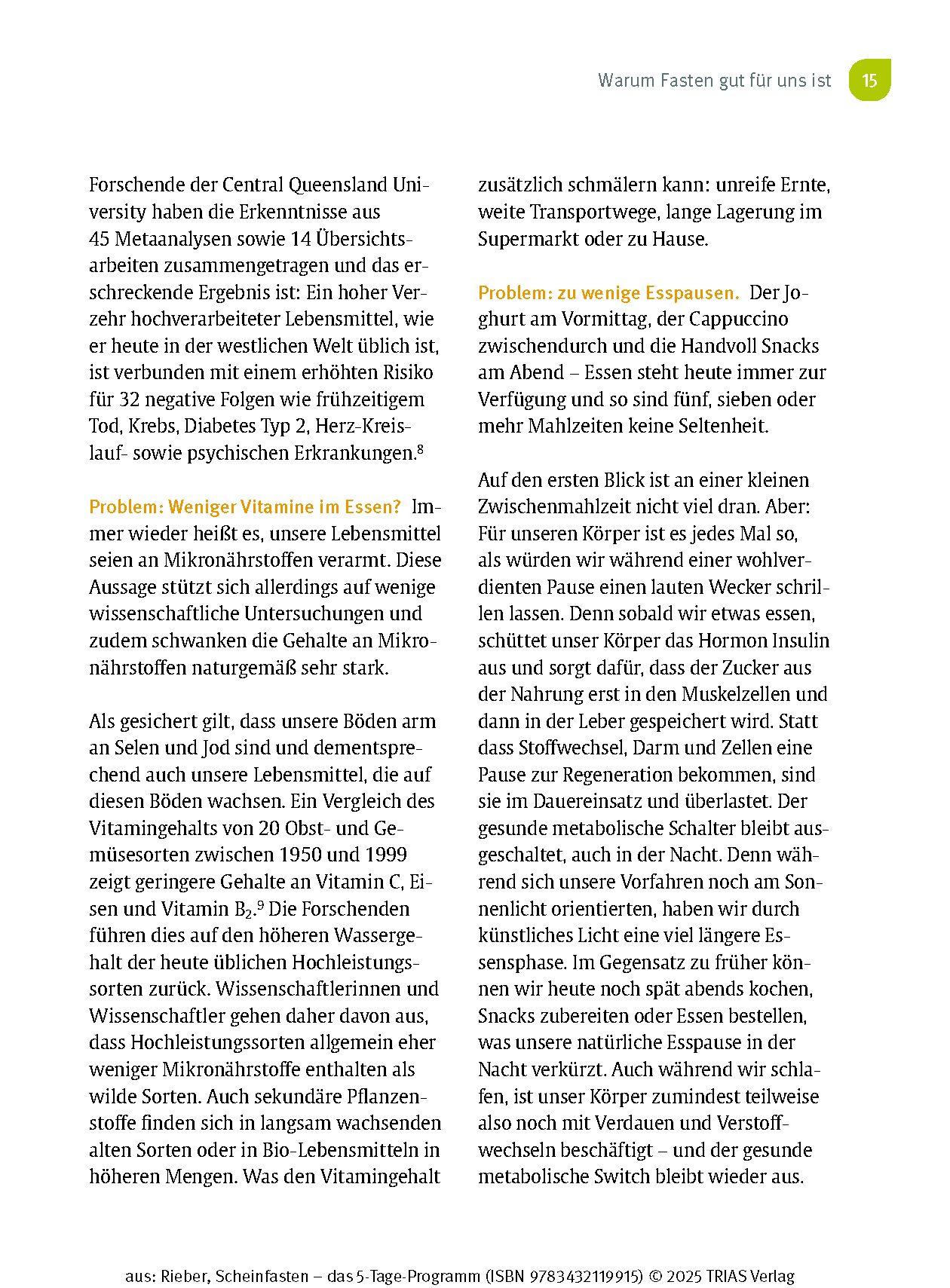 Beispielinhalt (Bild) Scheinfasten - das 5-Tage-Programm