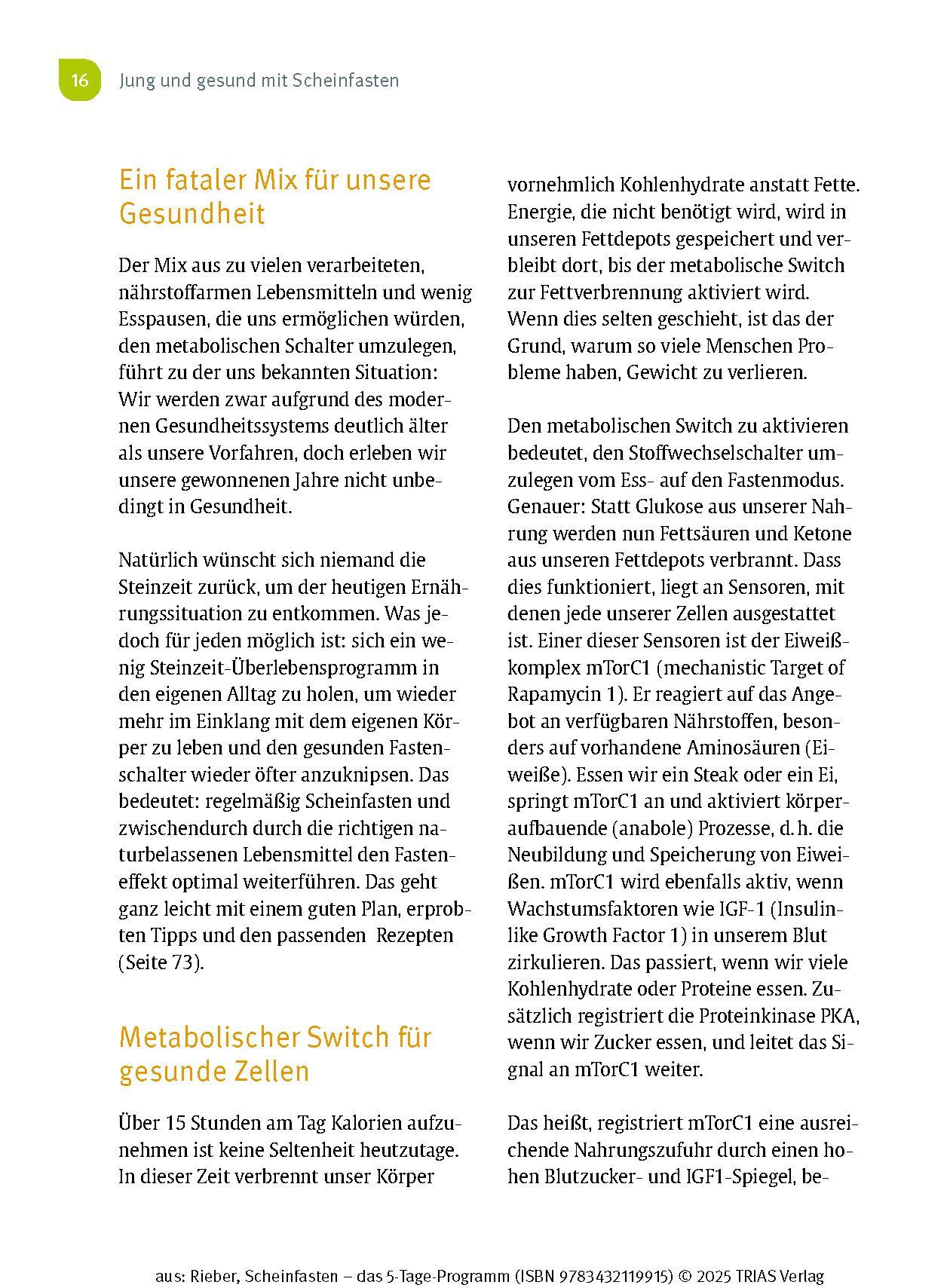 Beispielinhalt (Bild) Scheinfasten - das 5-Tage-Programm