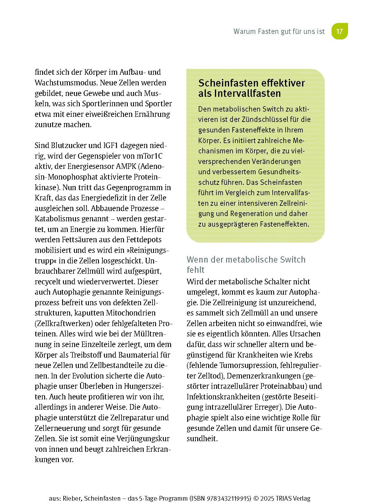 Beispielinhalt (Bild) Scheinfasten - das 5-Tage-Programm