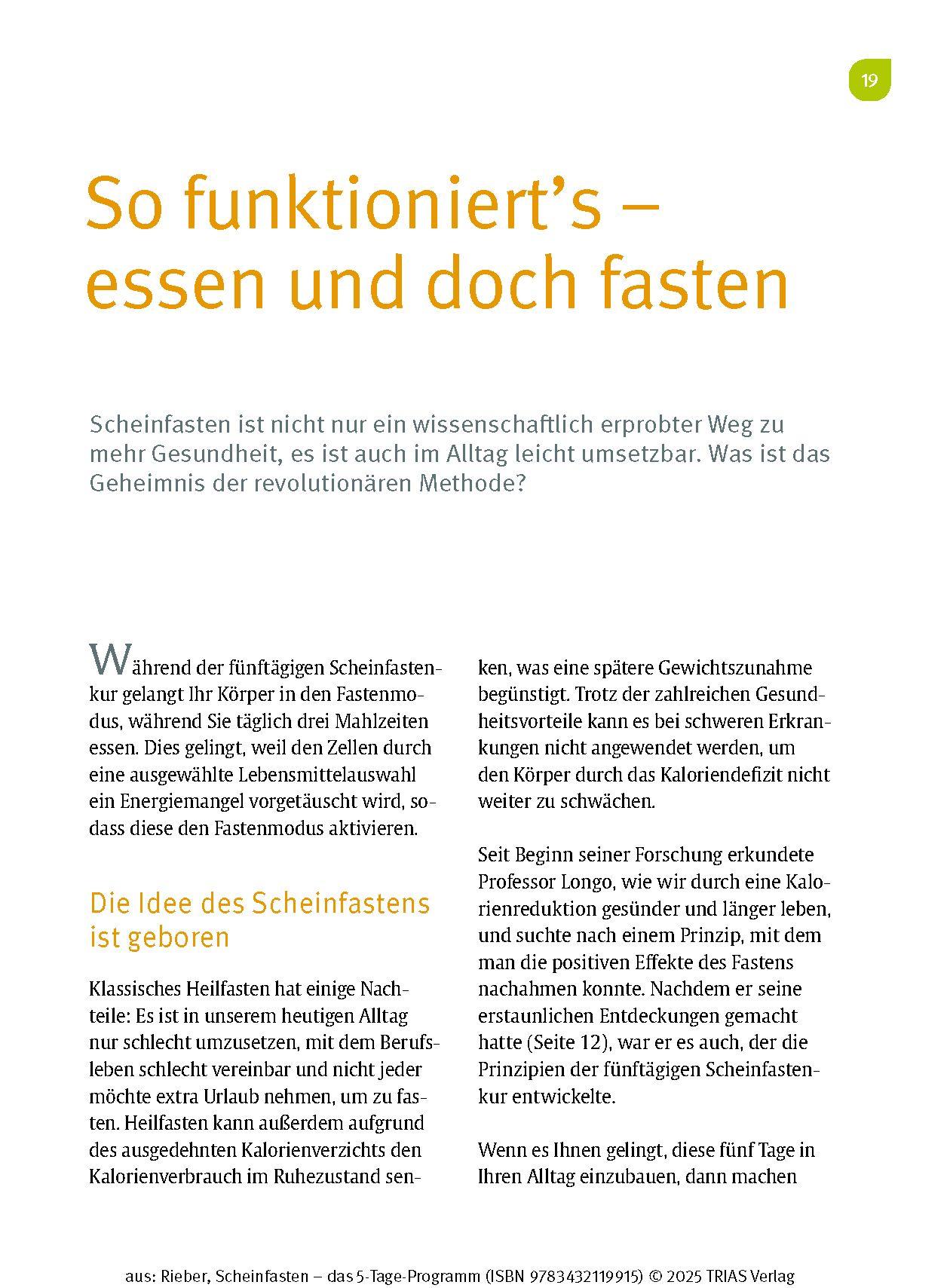 Beispielinhalt (Bild) Scheinfasten - das 5-Tage-Programm