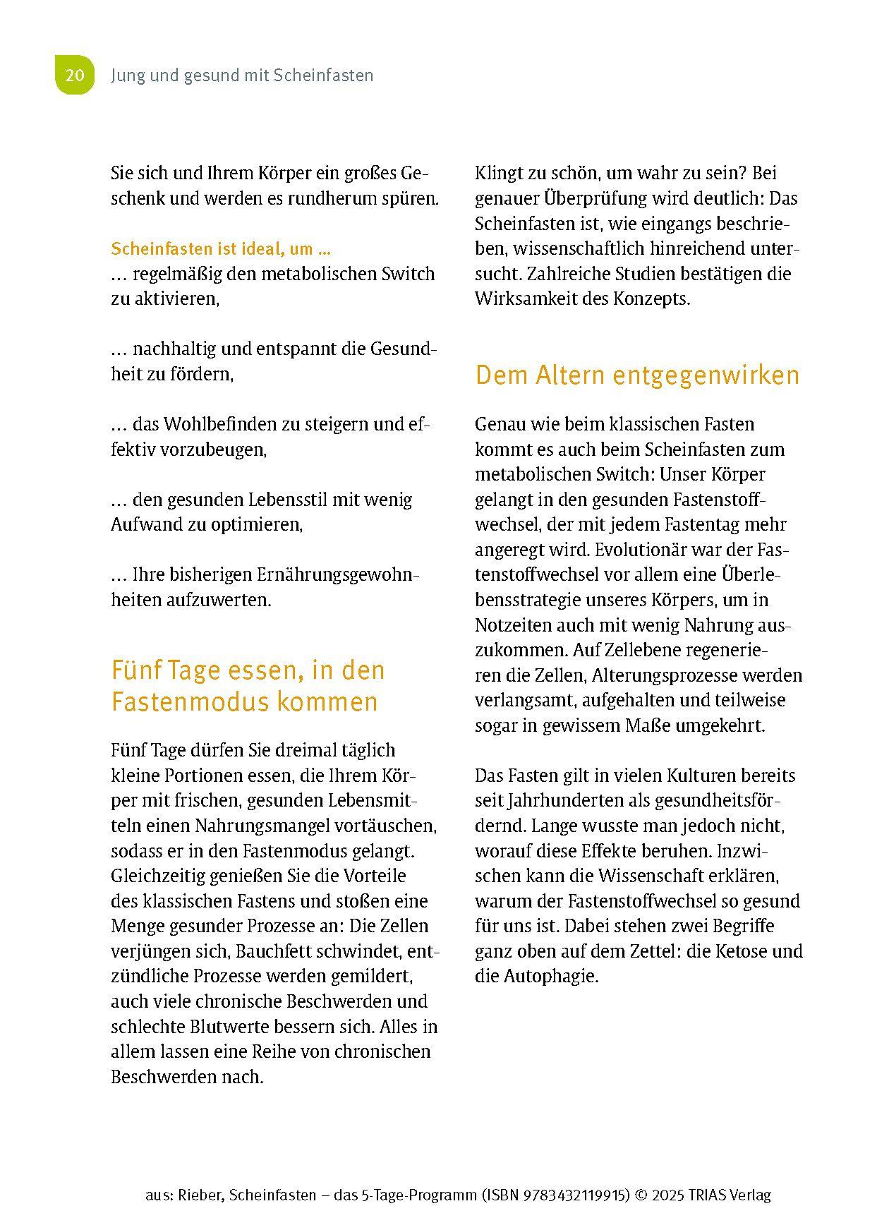 Beispielinhalt (Bild) Scheinfasten - das 5-Tage-Programm