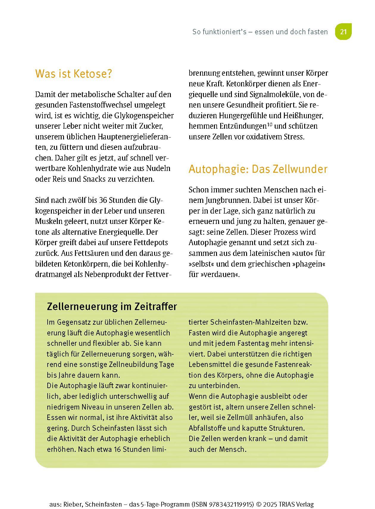 Beispielinhalt (Bild) Scheinfasten - das 5-Tage-Programm