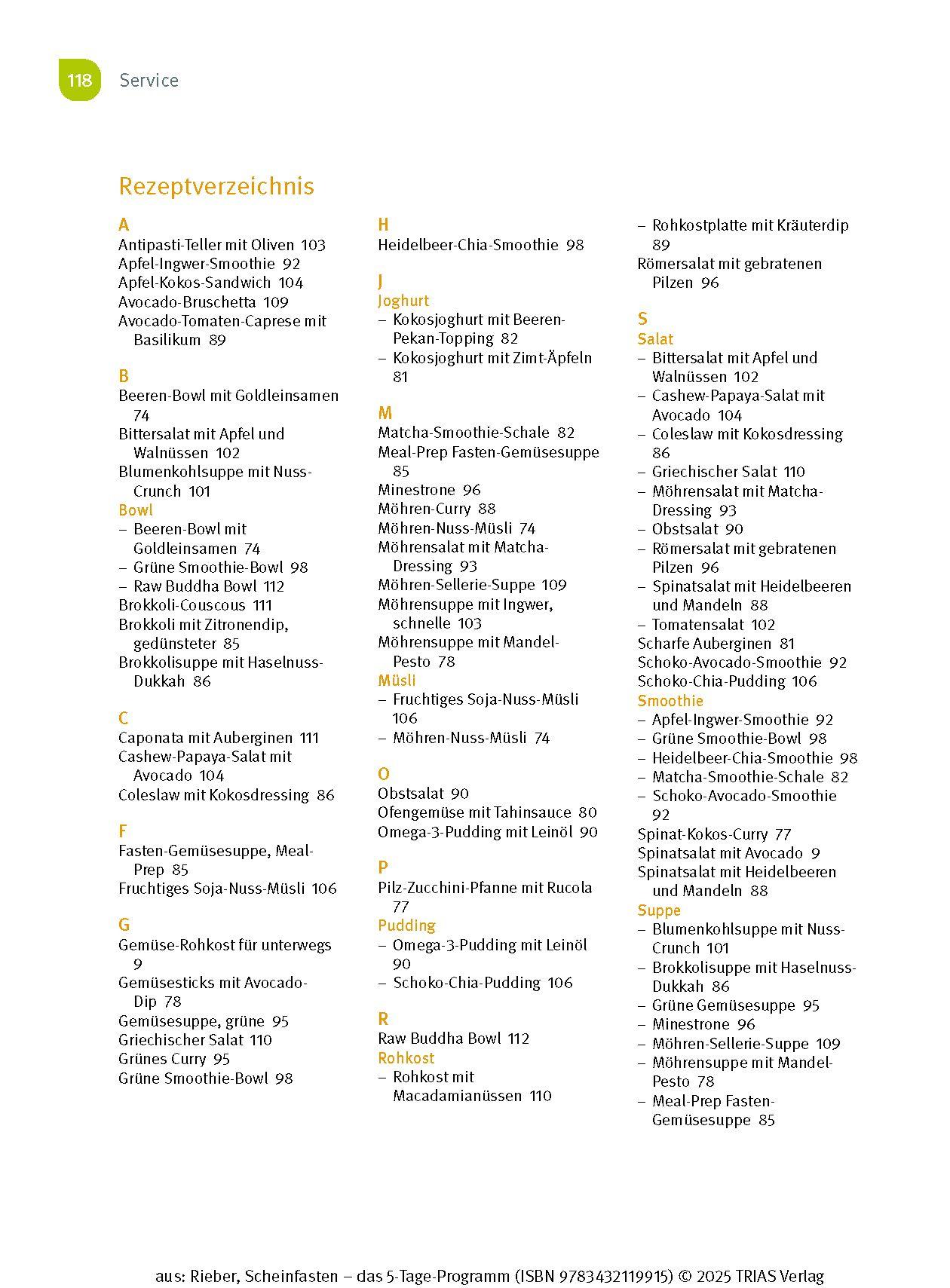 Beispielinhalt (Bild) Scheinfasten - das 5-Tage-Programm