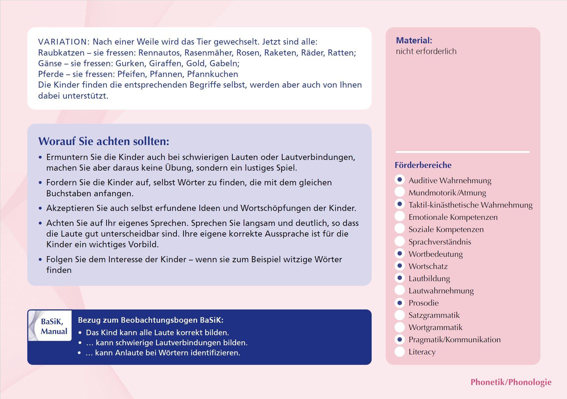 Beispielinhalt (Bild) BaSiK Ü3. Das Kartenset