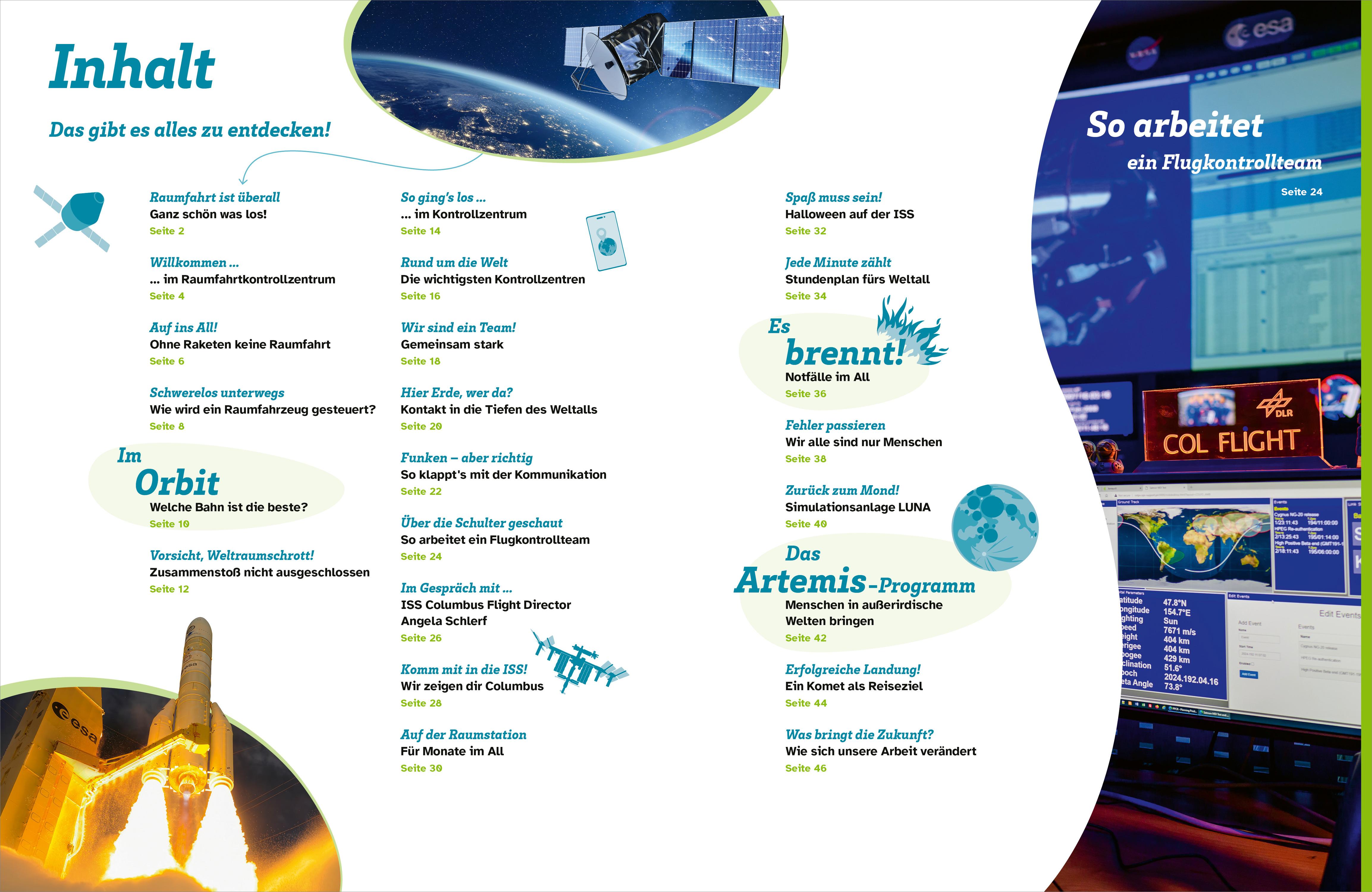 Beispielinhalt (Bild) WAS IST WAS Raumfahrtkontrollzentrum. Kontakt ins All