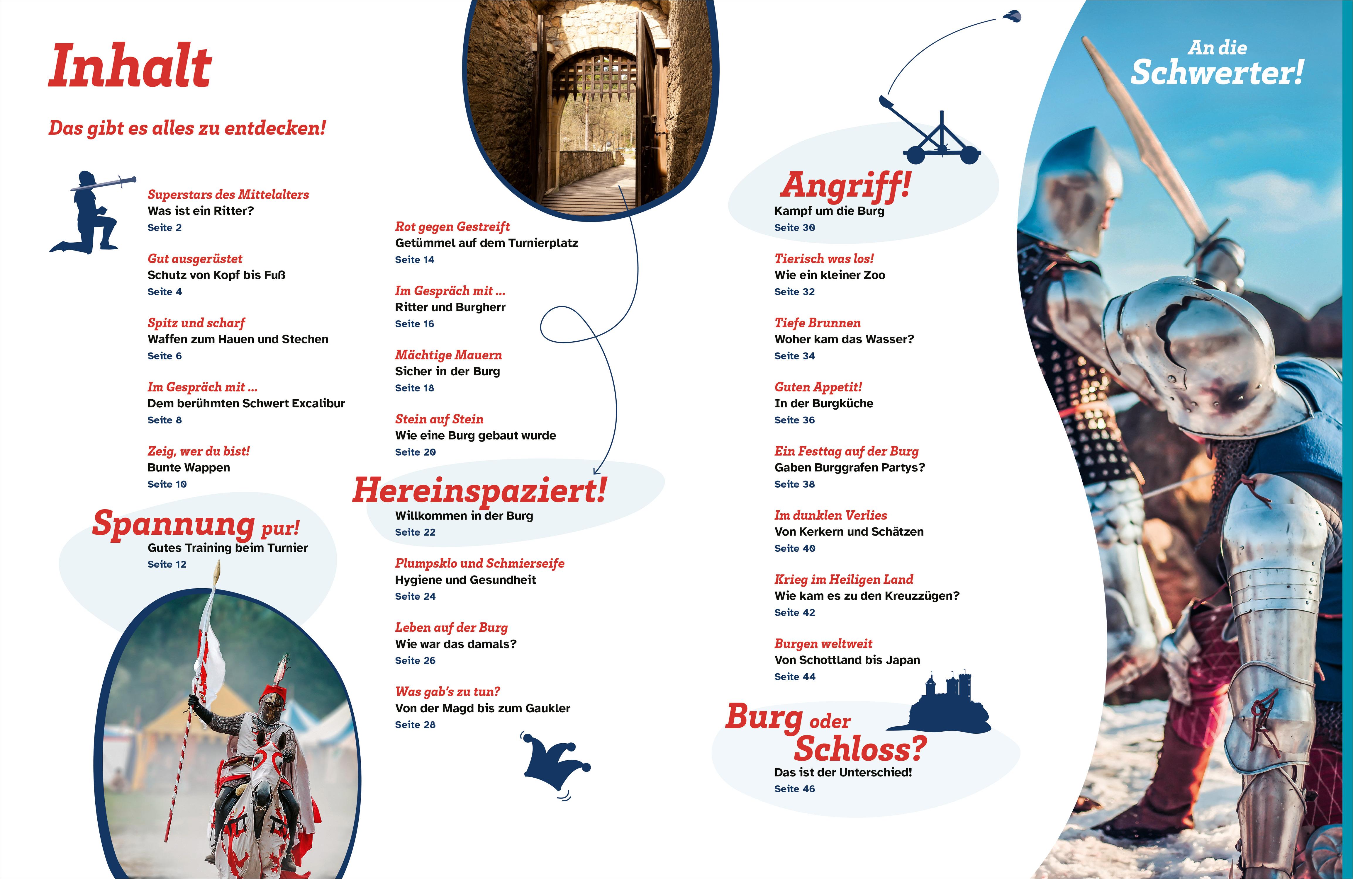 Beispielinhalt (Bild) WAS IST WAS Ritter und Burgen. Ab ins Mittelalter!