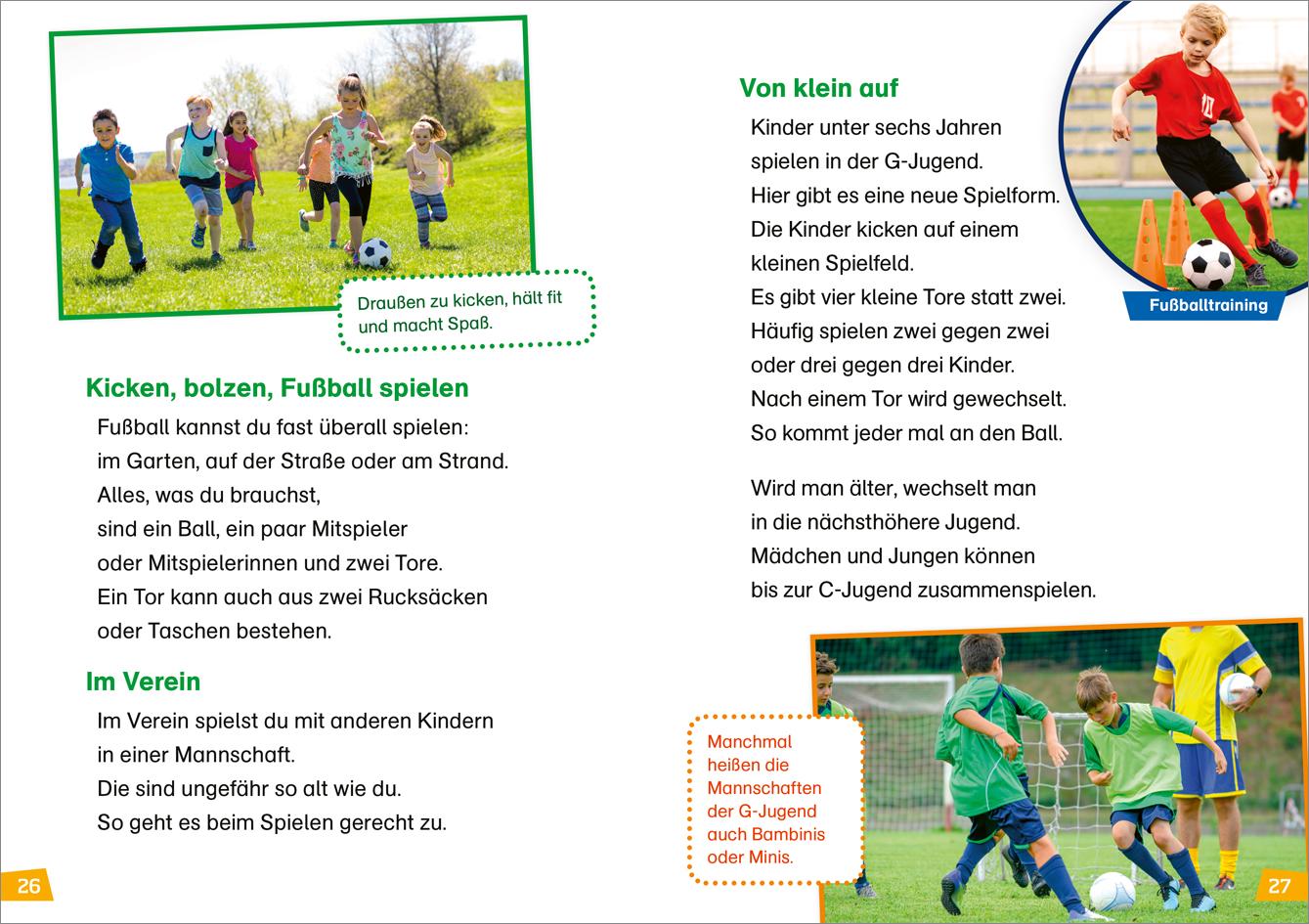Beispielinhalt (Bild) WAS IST WAS Erstes Lesen Band 28. Fußball