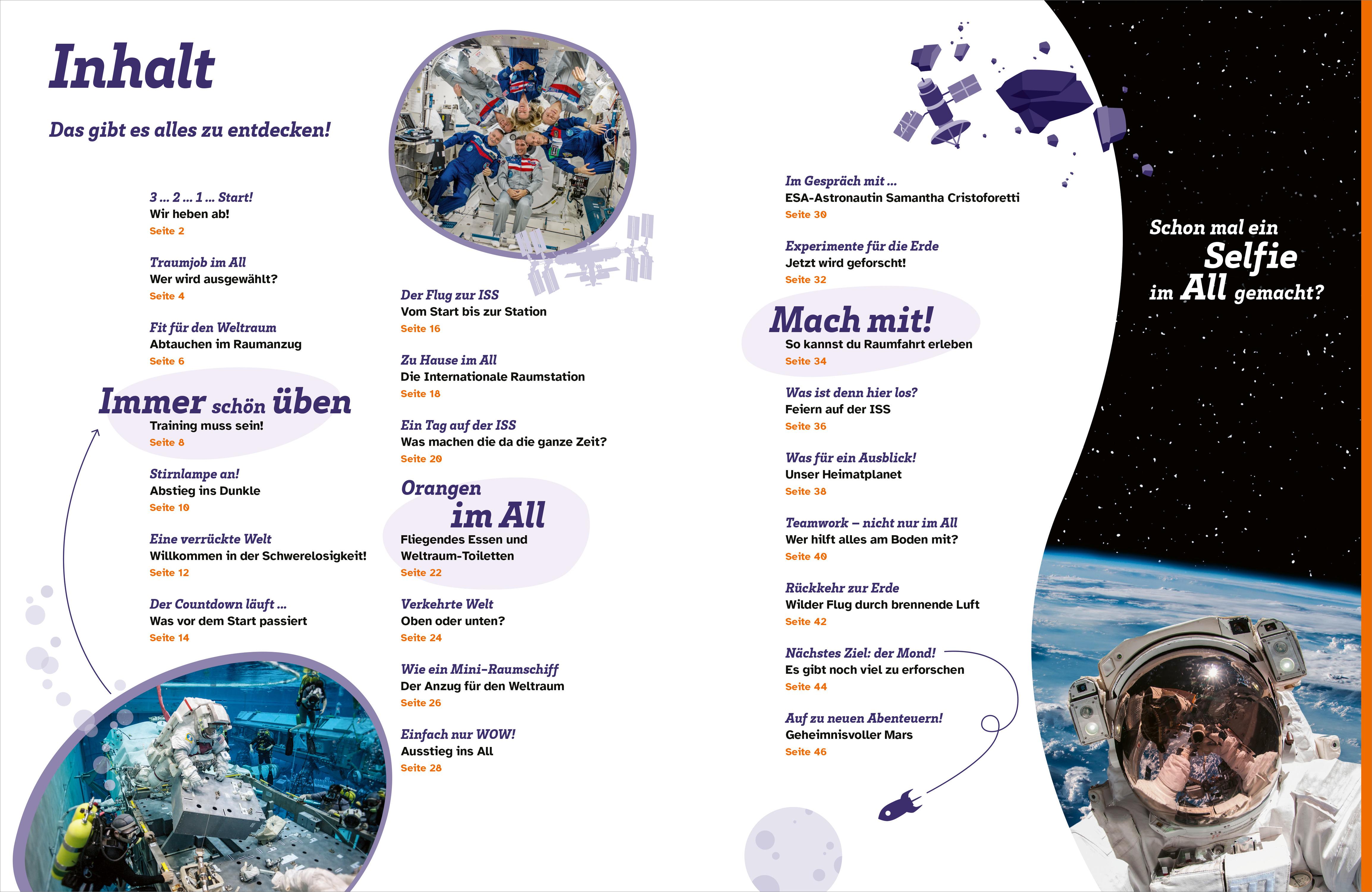 Beispielinhalt (Bild) WAS IST WAS Astronautinnen und Astronauten. Flieg mit ins All!