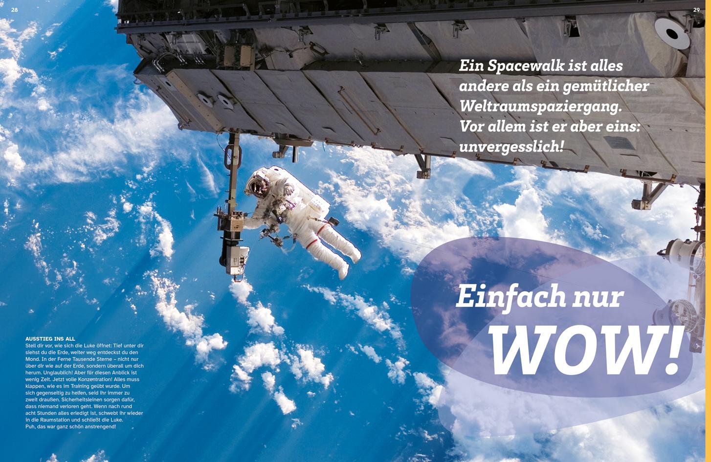 Beispielinhalt (Bild) WAS IST WAS Astronautinnen und Astronauten. Flieg mit ins All!