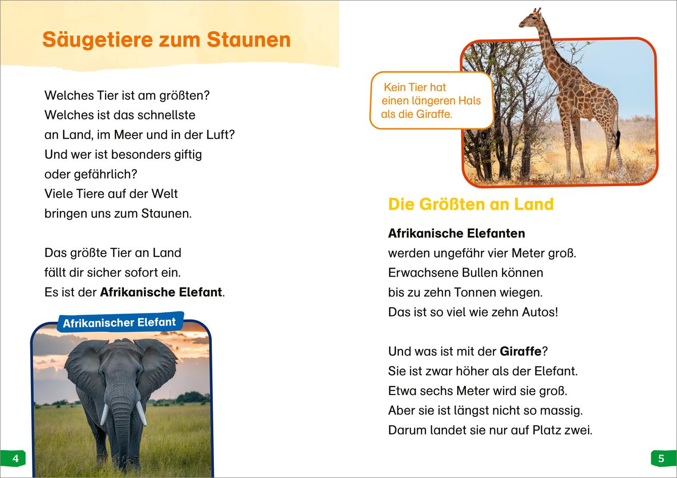 Beispielinhalt (Bild) WAS IST WAS Erstes Lesen easy! Band 19. Tierische Rekorde