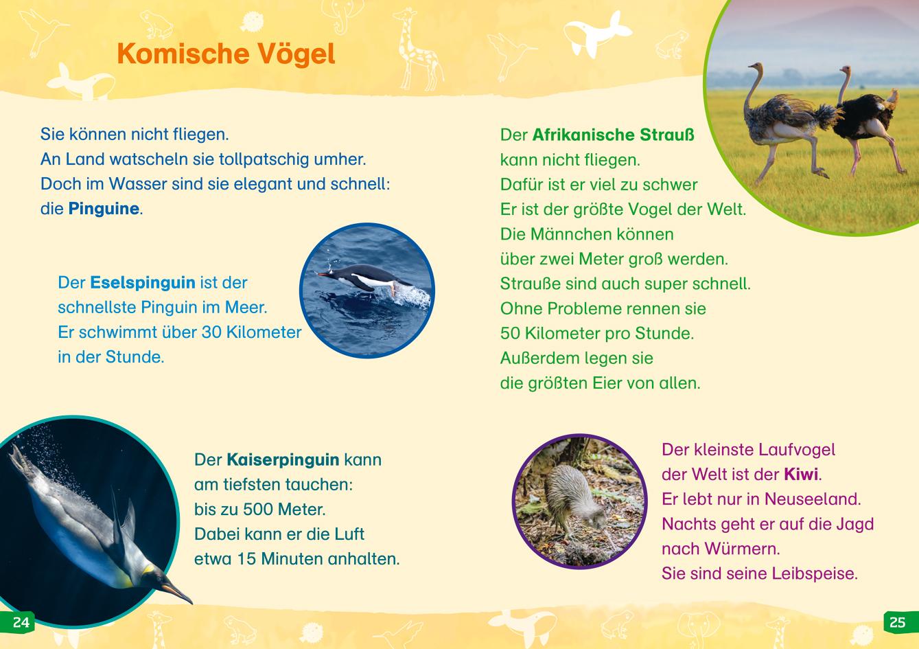 Beispielinhalt (Bild) WAS IST WAS Erstes Lesen easy! Band 19. Tierische Rekorde