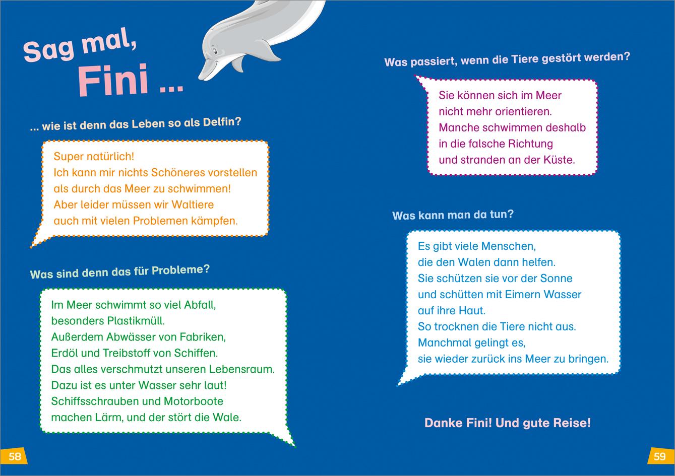 Beispielinhalt (Bild) WAS IST WAS Erstes Lesen Doppelband 4. Wale und Delfine/Haie