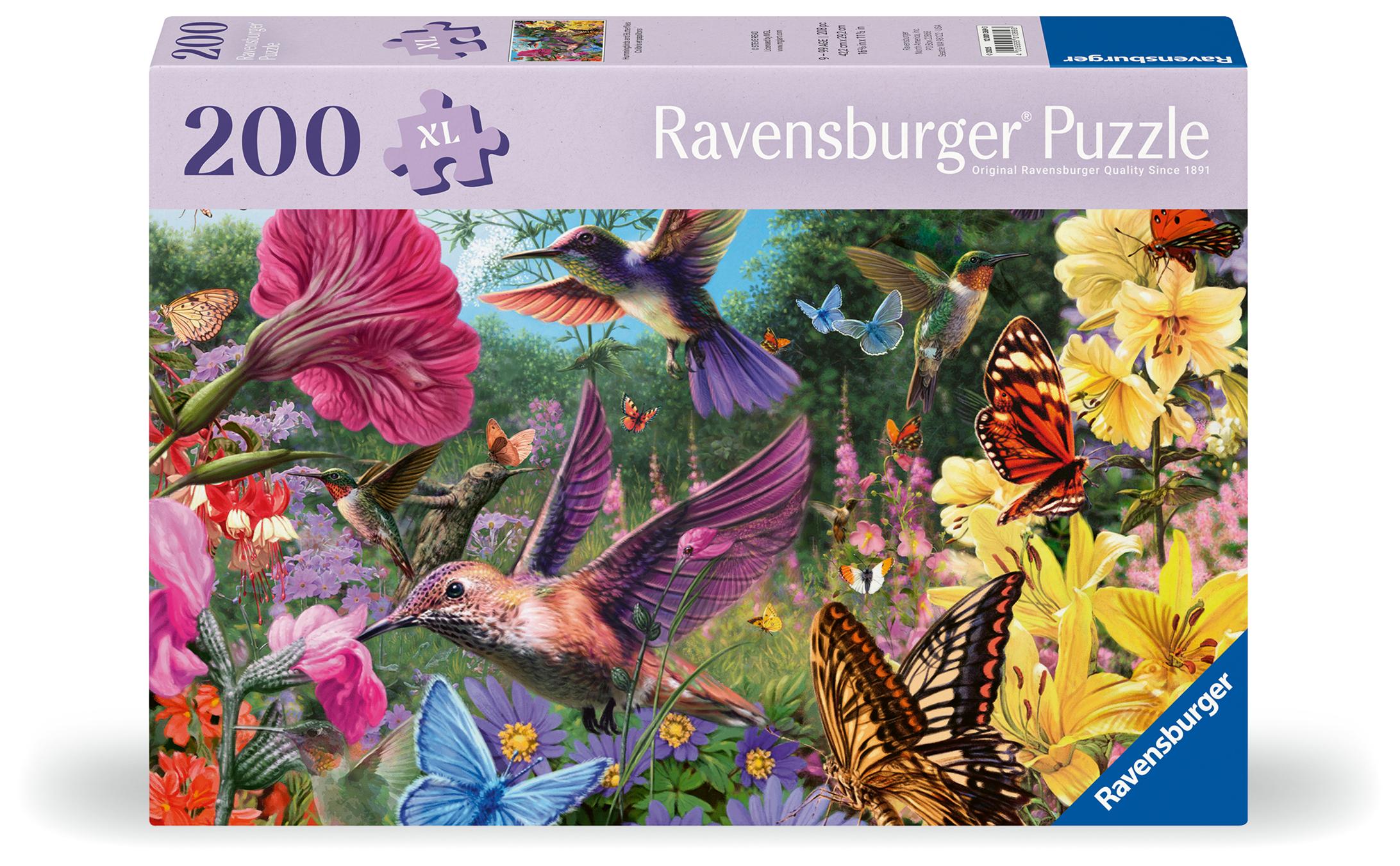 Vorderes Coverbild Feel Well & Puzzle - Kolibris und Schmetterlinge - Erwachsenenpuzzle mit 200 XL-Teilen und extra Bildvorlage