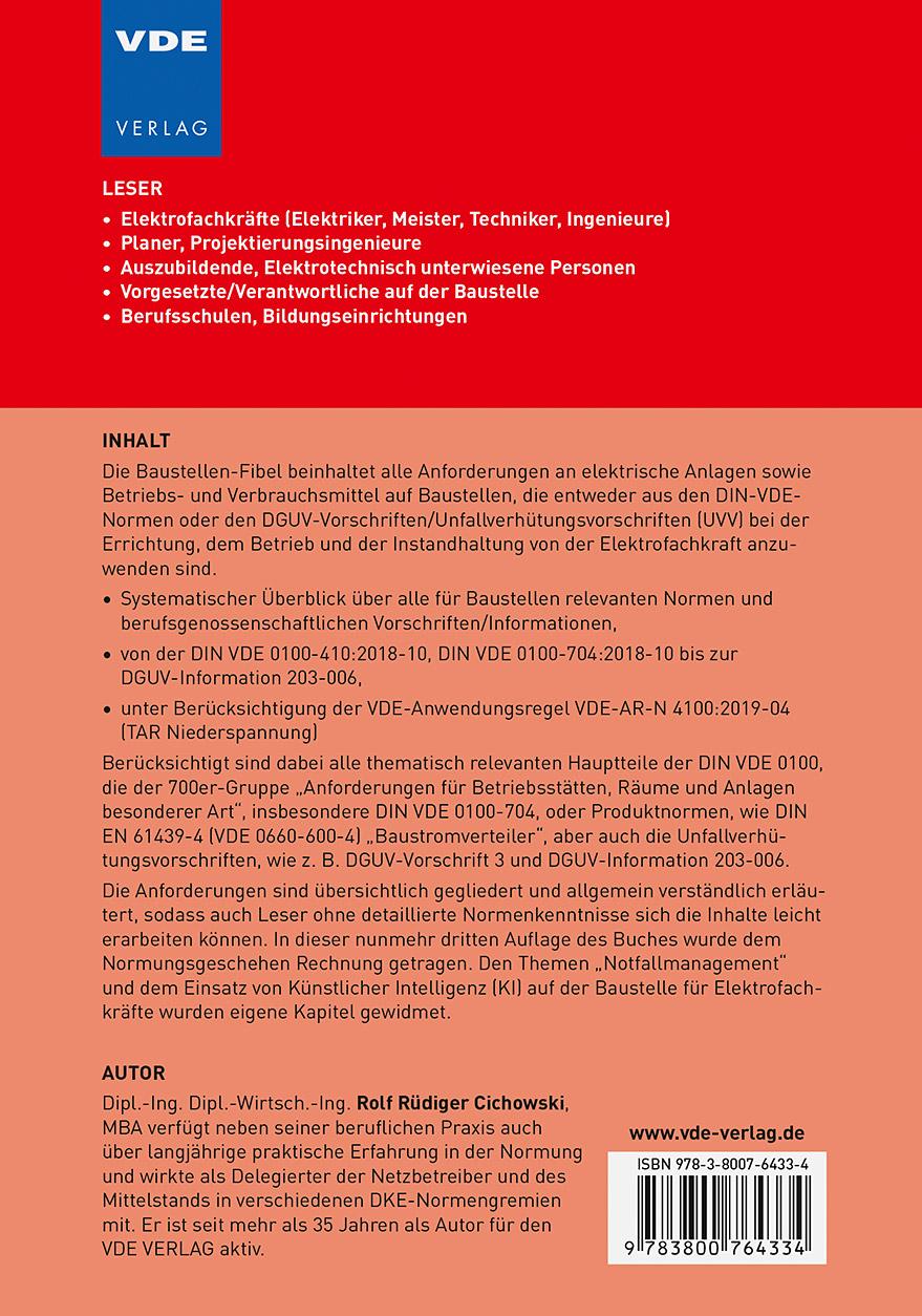 Rückseitencover Baustellen-Fibel der Elektroinstallation