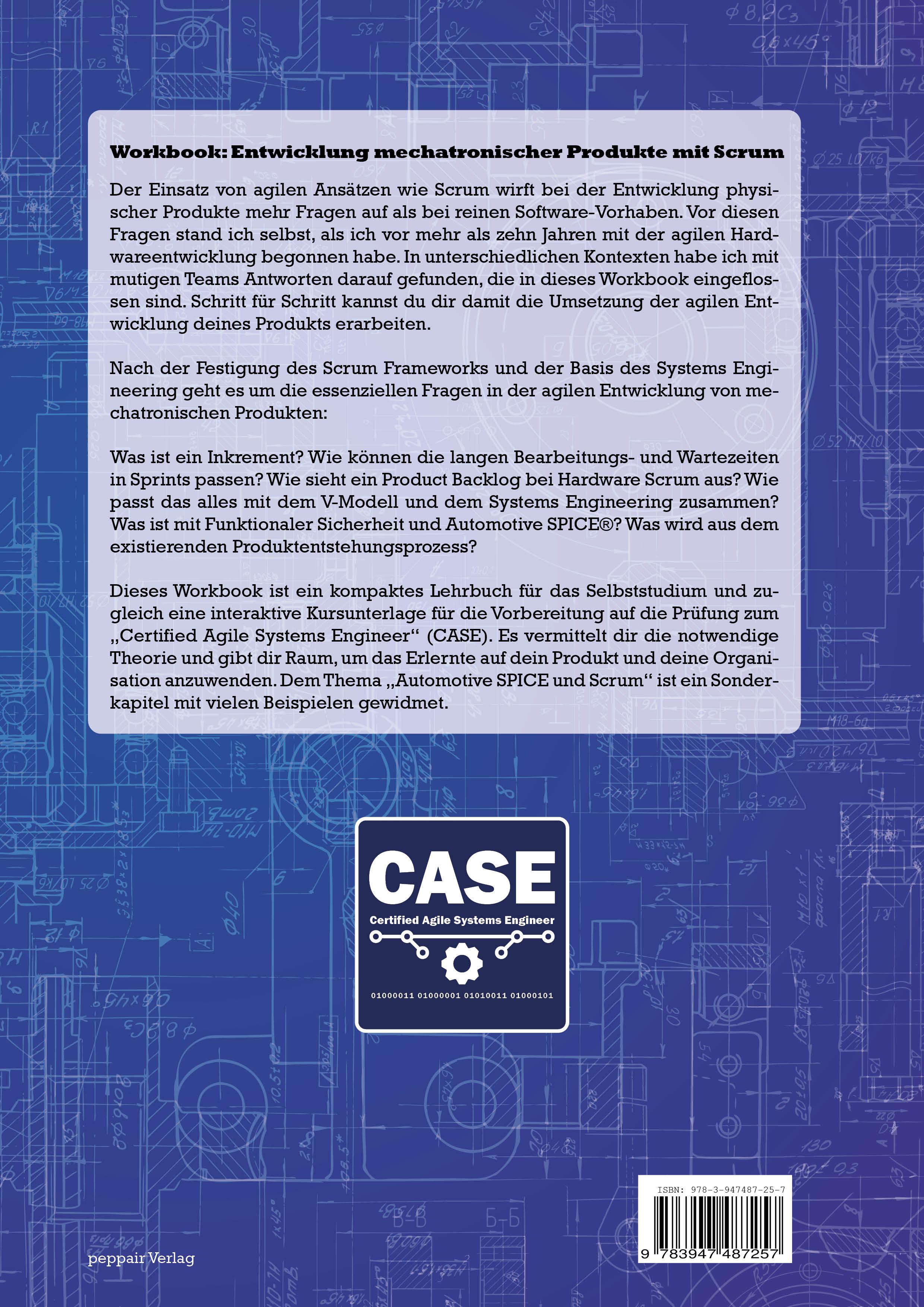 Rückseitencover Workbook: Entwicklung mechatronischer Produkte mit Scrum