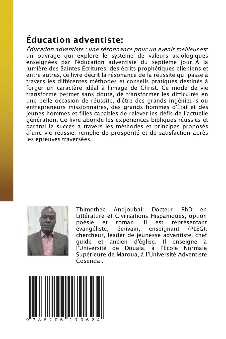 Rückseitencover Éducation adventiste: