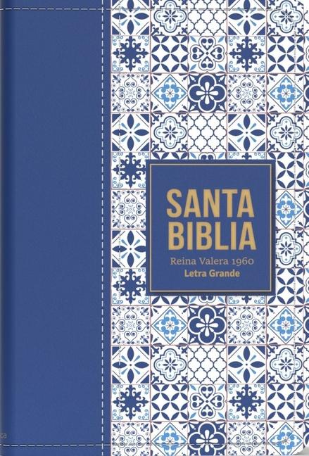 Vorderes Coverbild Biblia Rvr 1960 Letra Grande Tamaño Manual Símil Piel Azul Claro(bible Rvr 1960 Large Print Handsize Leatherlike Tiles Light Blue (Spanish Edition)
