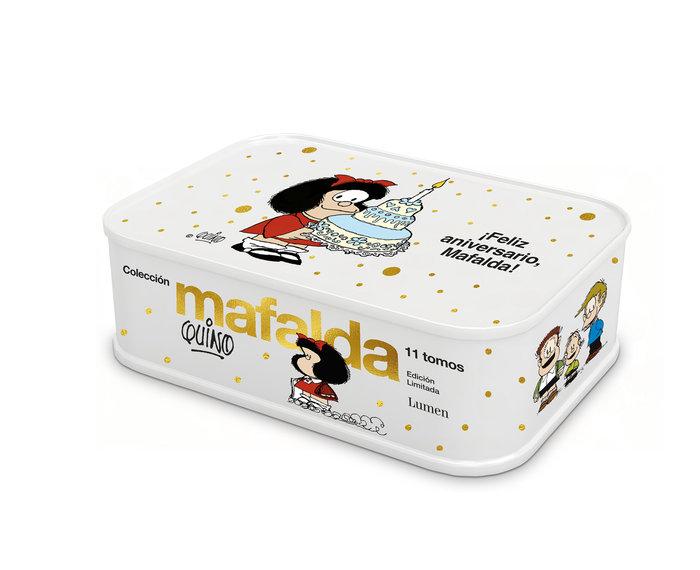 Vorderes Coverbild Lata Mafalda: 11 Tomos En Una Lata (Edición Feliz Aniversario, Mafalda) / Mafalda Collection: 11 Volumes in a Tin Box (Happy Anniversary Edition, Mafalda)