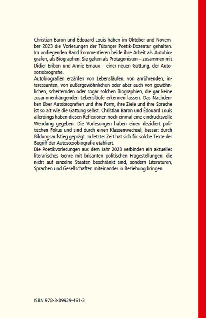 Rückseitencover Um sein Leben schreiben - Texte zu Herkunft und Zukunft