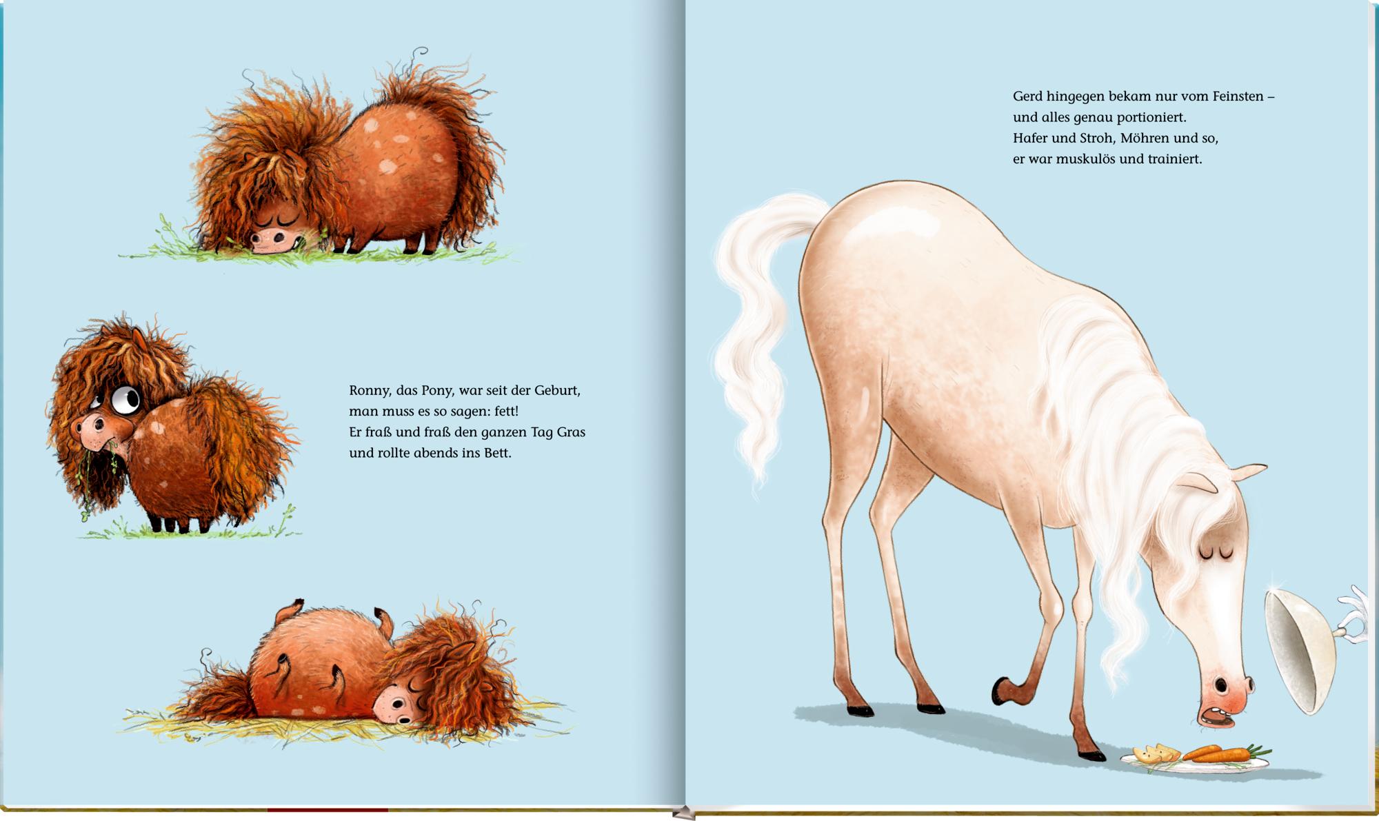 Beispielinhalt (Bild) Ronny, das Pony, und Gerd, das Pferd