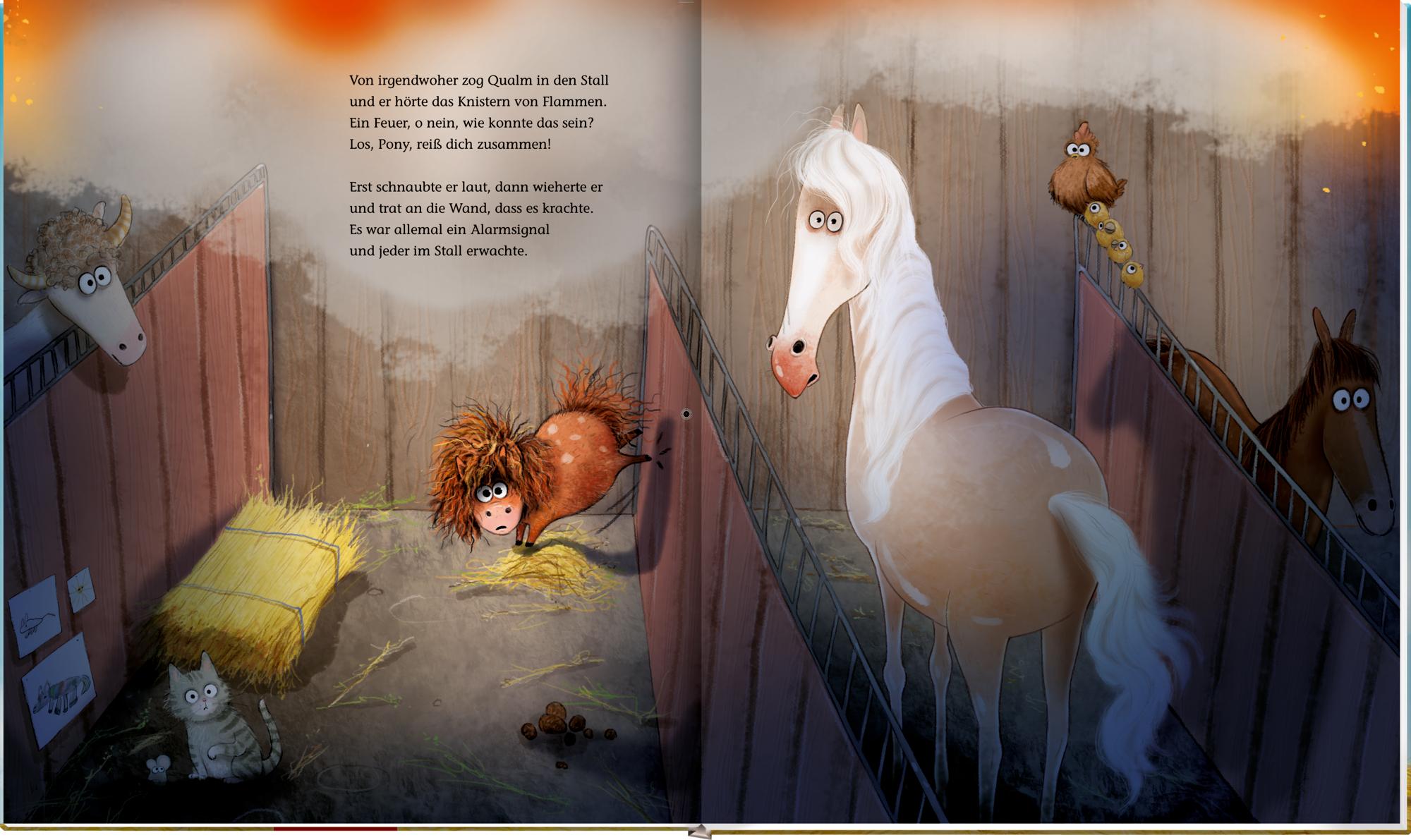 Beispielinhalt (Bild) Ronny, das Pony, und Gerd, das Pferd