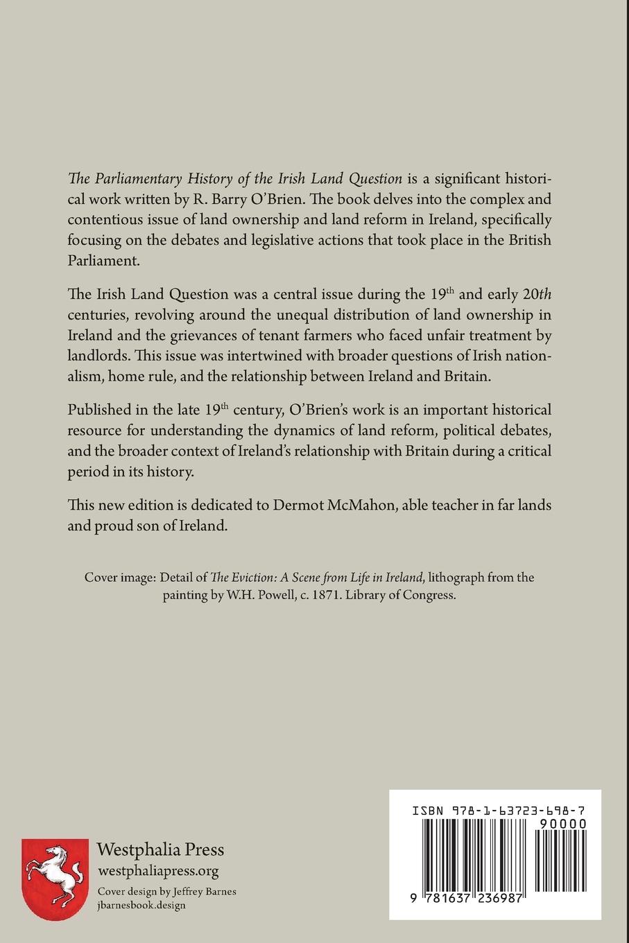 Rückseitencover The Parliamentary History of the Irish Land Question From 1829 to 1869