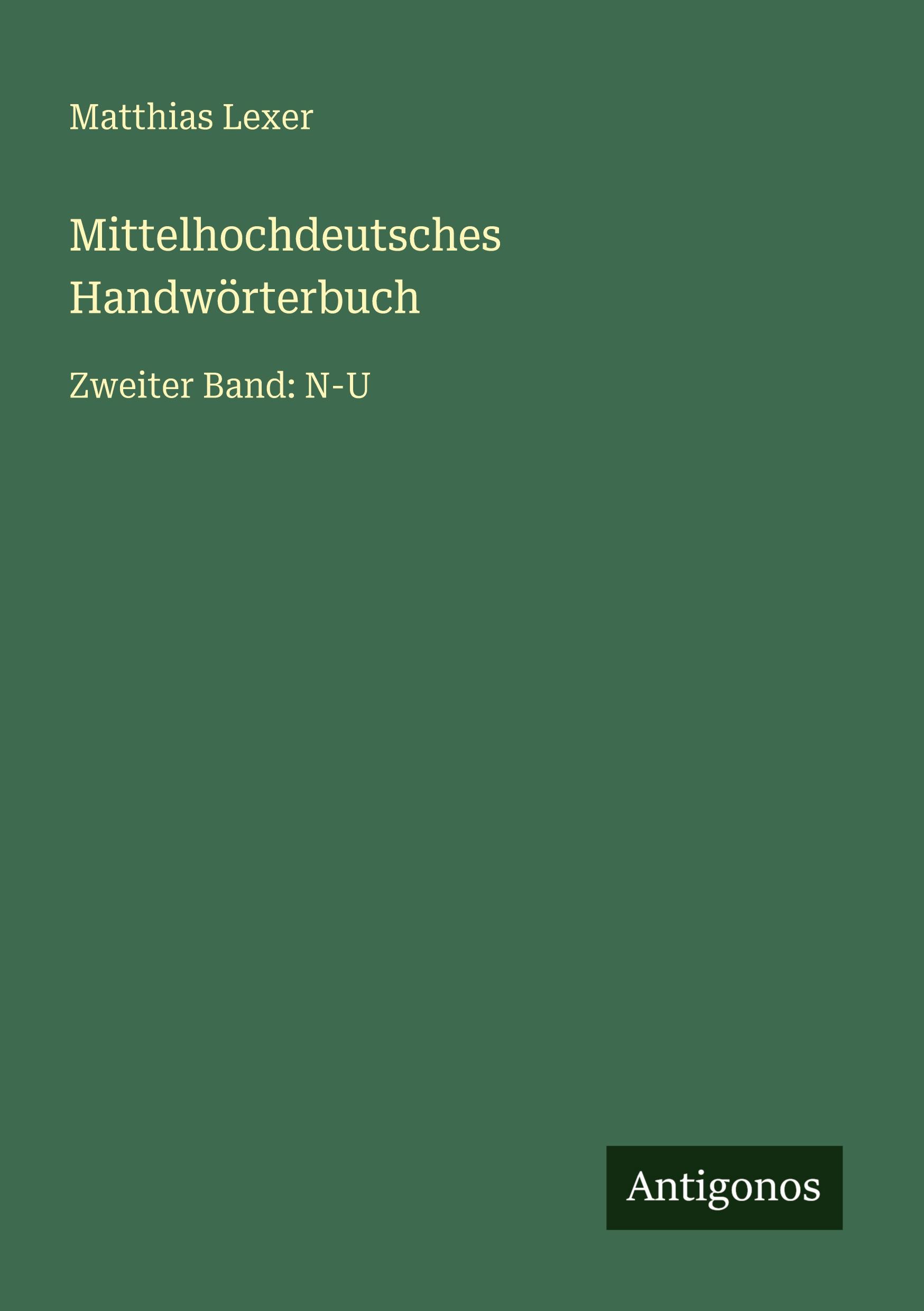 Vorderes Coverbild Mittelhochdeutsches Handwörterbuch
