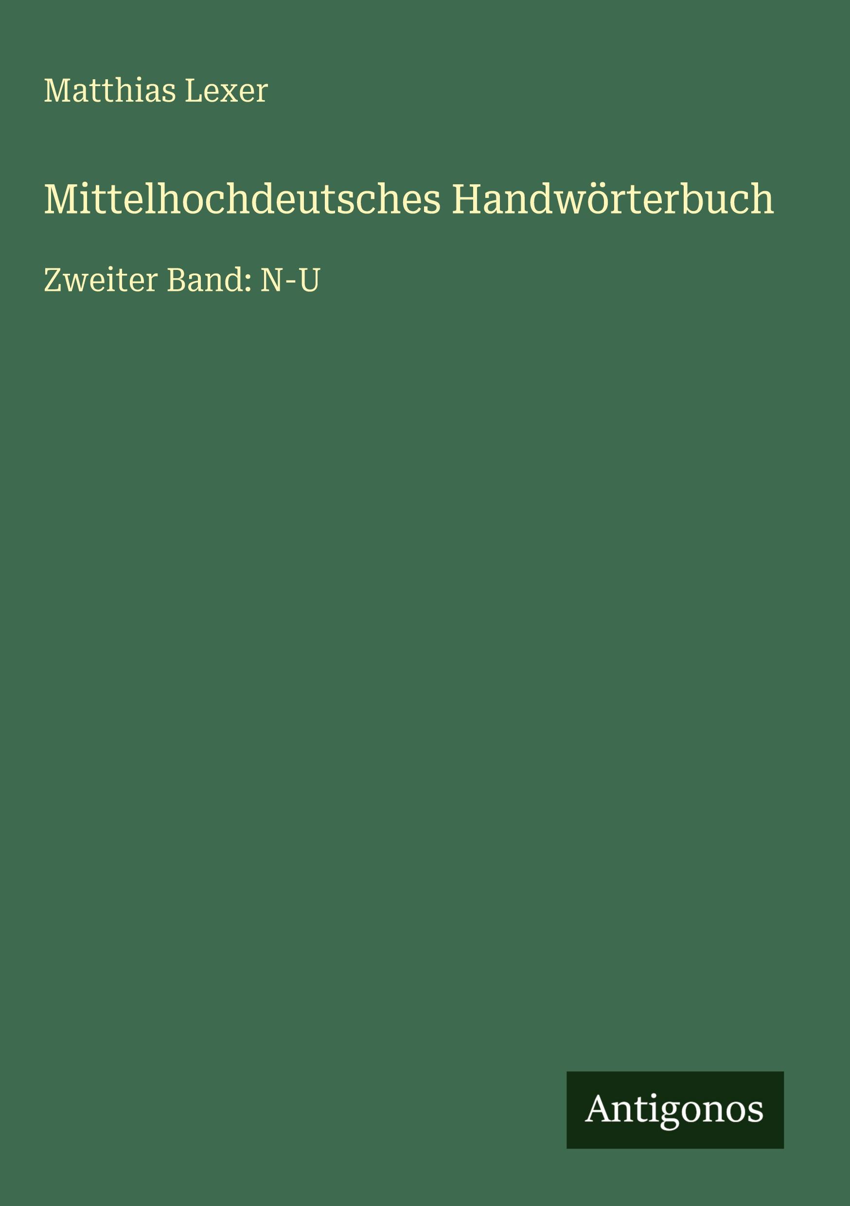 Vorderes Coverbild Mittelhochdeutsches Handwörterbuch
