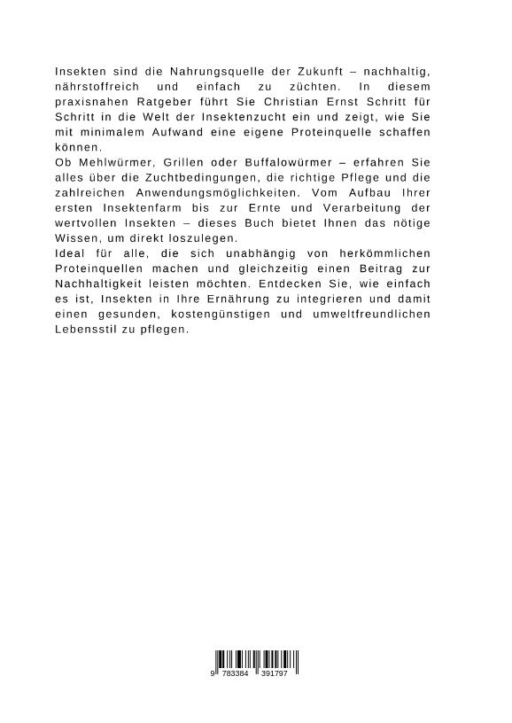 Rückseitencover Insektenzucht für  Einsteiger: Der einfache Weg zur  Protein-Selbstversorgung