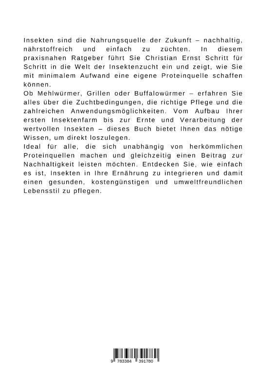 Rückseitencover Insektenzucht für  Einsteiger: Der einfache Weg zur  Protein-Selbstversorgung