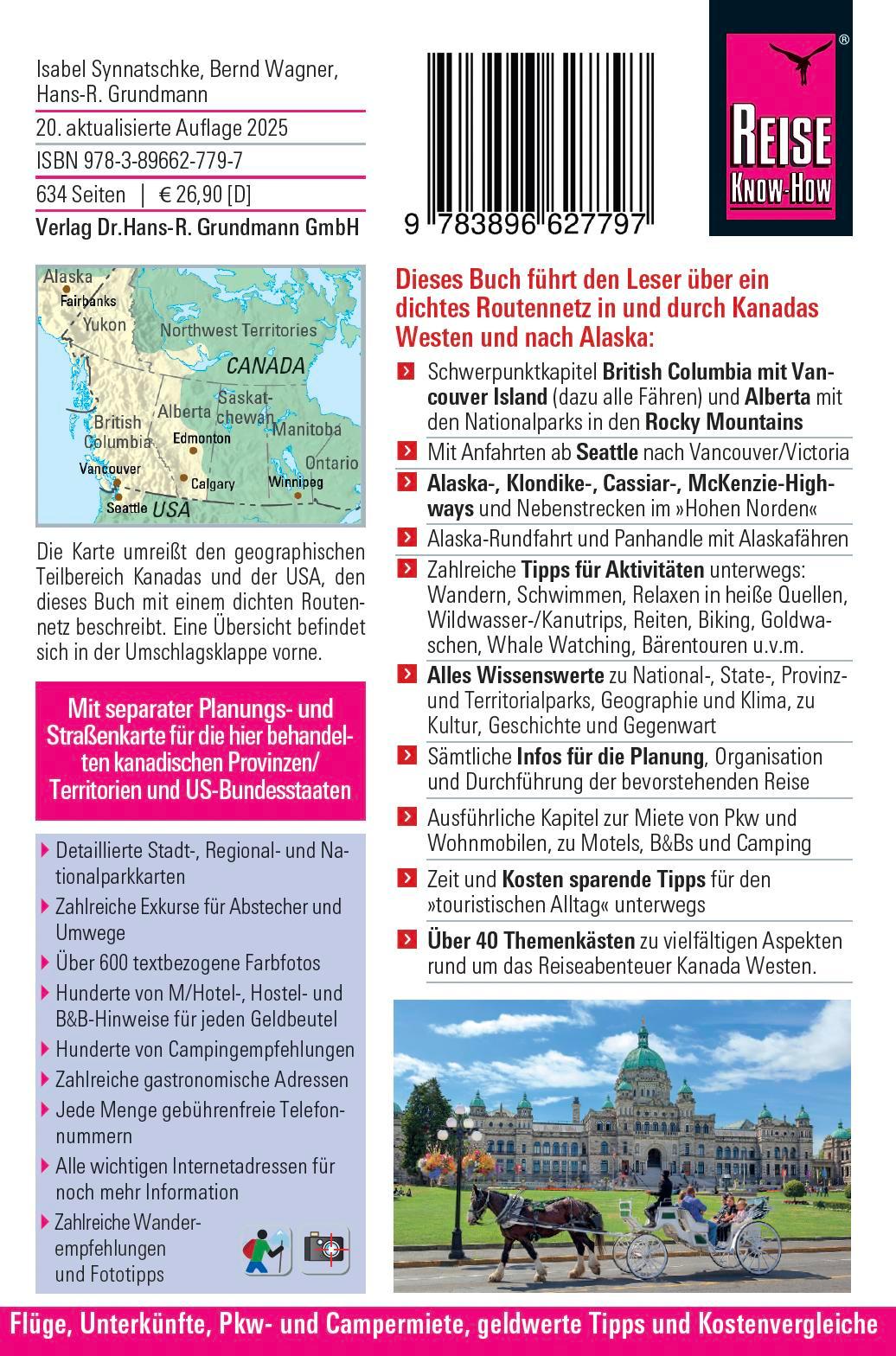 Rückseitencover Reise Know-How Reiseführer Kanada Westen mit Alaska