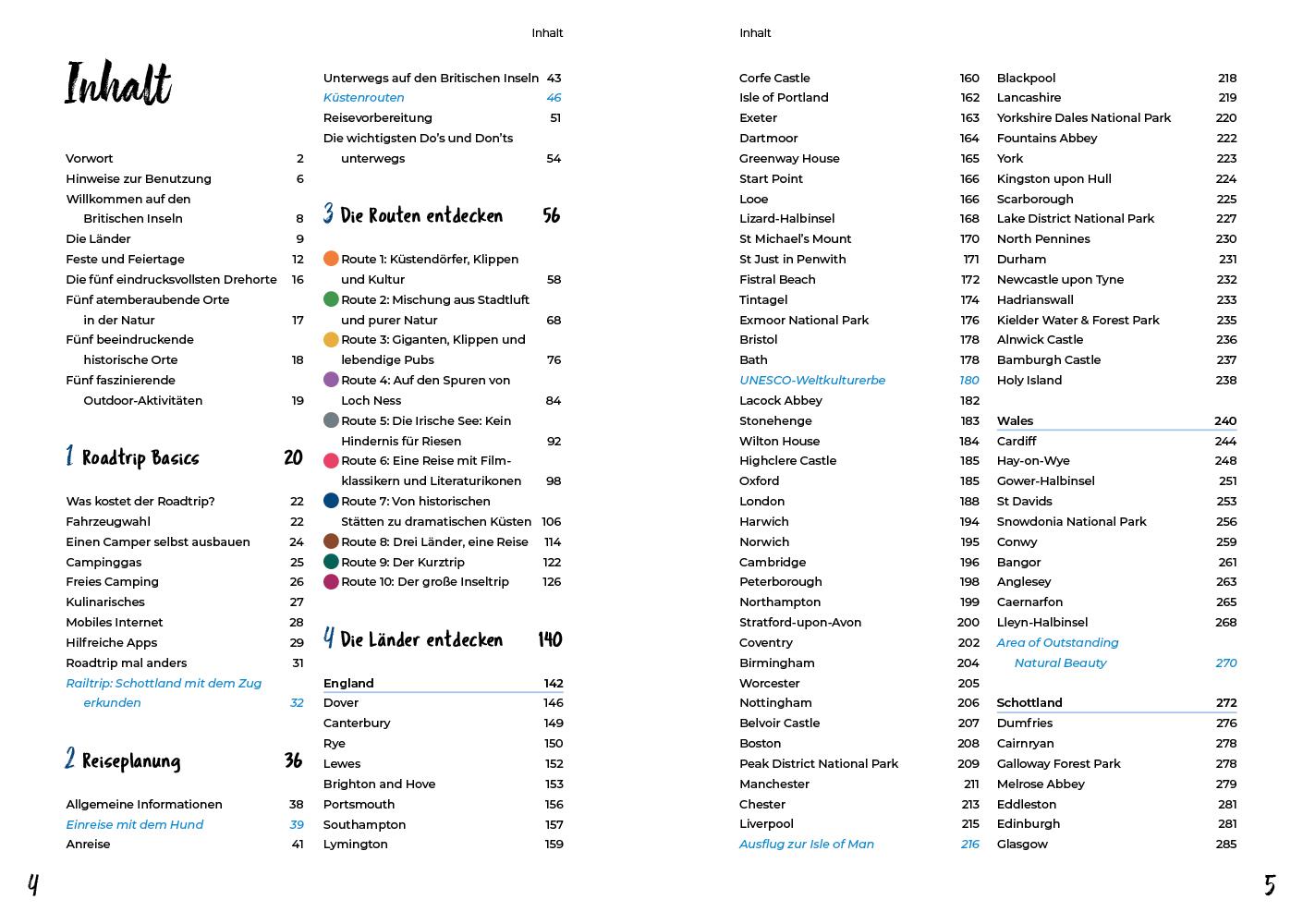Beispielinhalt (Bild) Reise Know-How Roadtrip Handbuch Britische Inseln