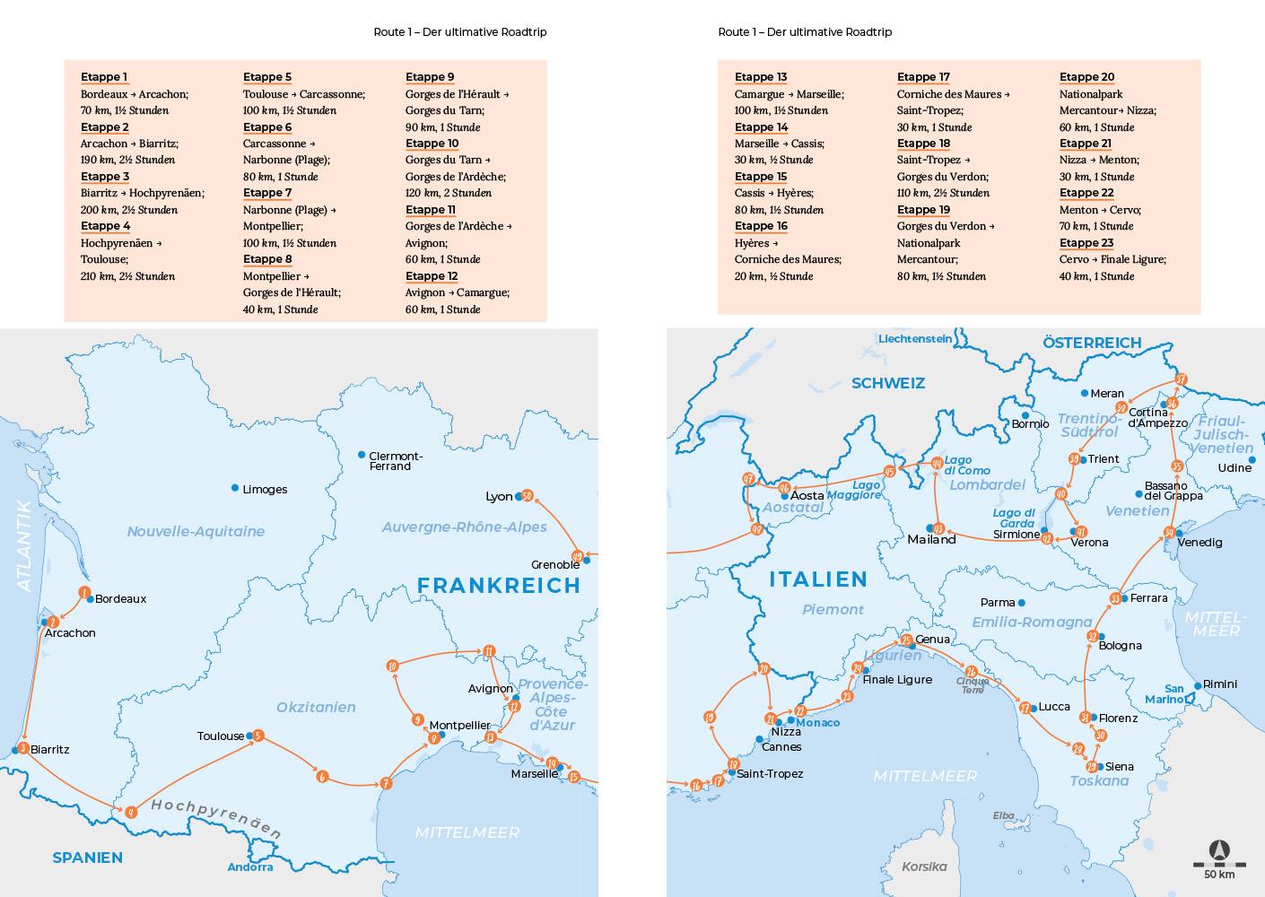 Beispielinhalt (Bild) Reise Know-How Roadtrip Handbuch Südfrankreich & Norditalien